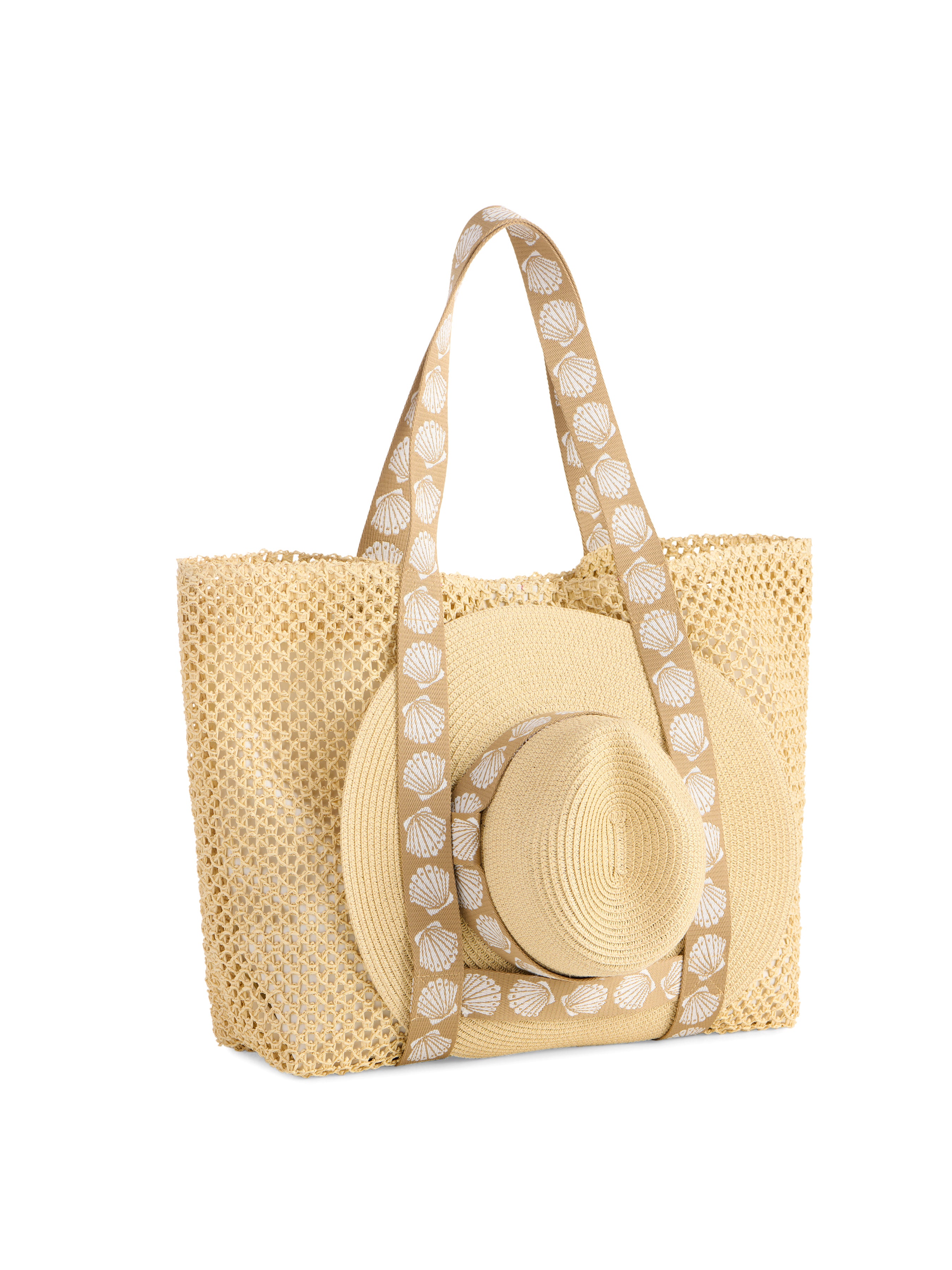 Shiraleah Shelly Tote and Hat Set, Tan