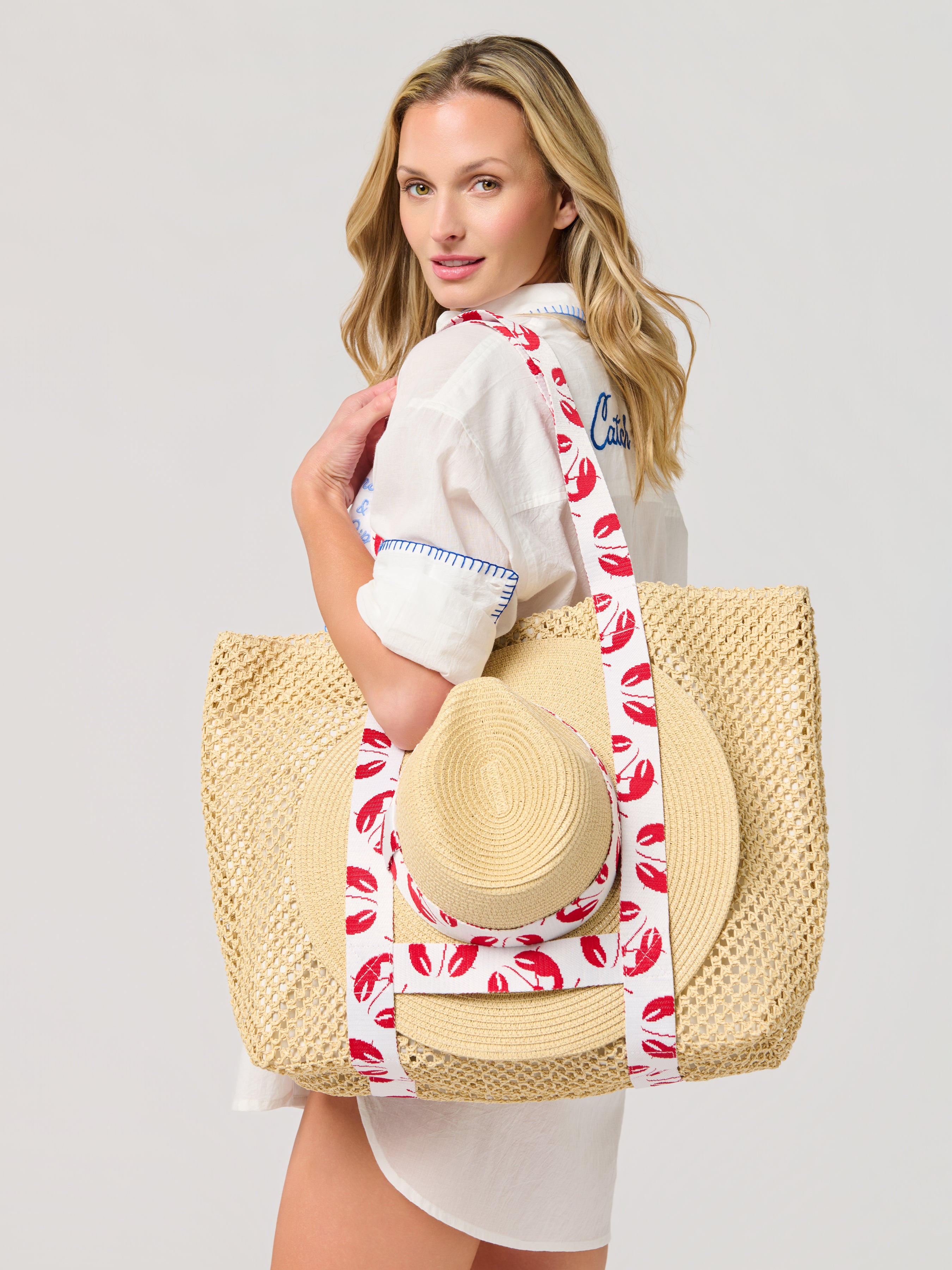 Shiraleah Claudia Tote and Hat Set, Red