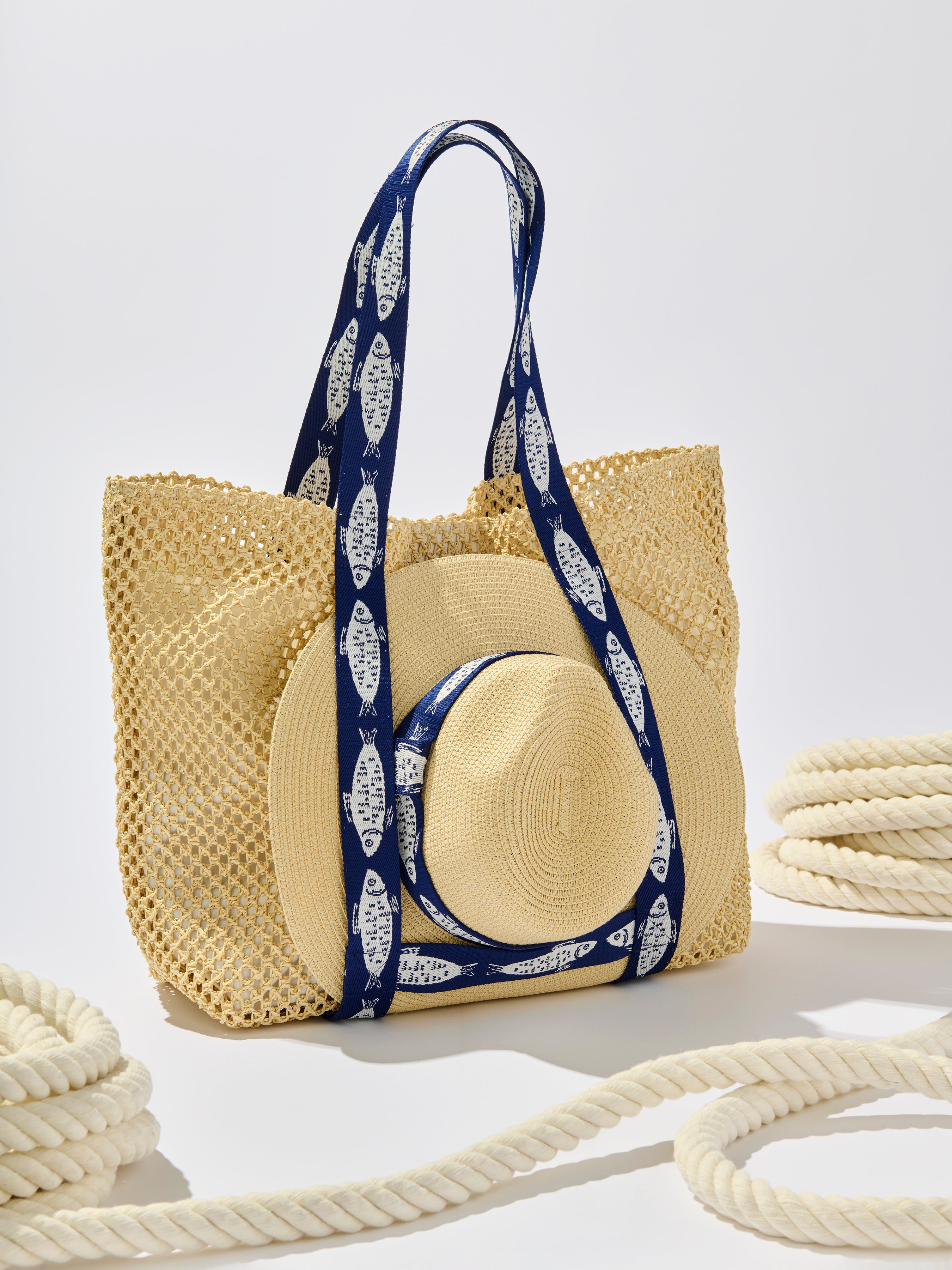 Shiraleah Fisher Tote and Hat Set, Navy