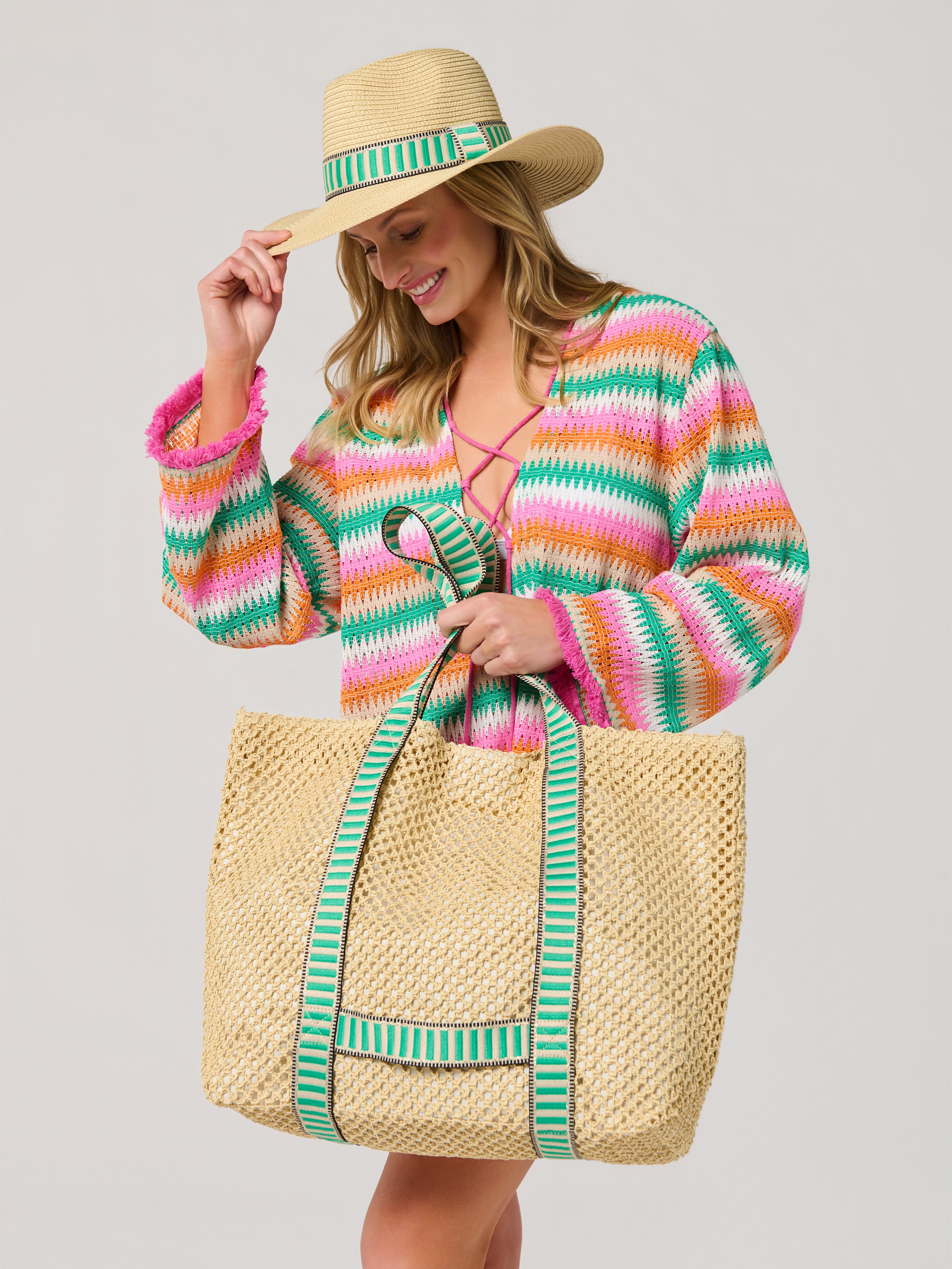Shiraleah Dorian Tote and Hat Set GREEN
