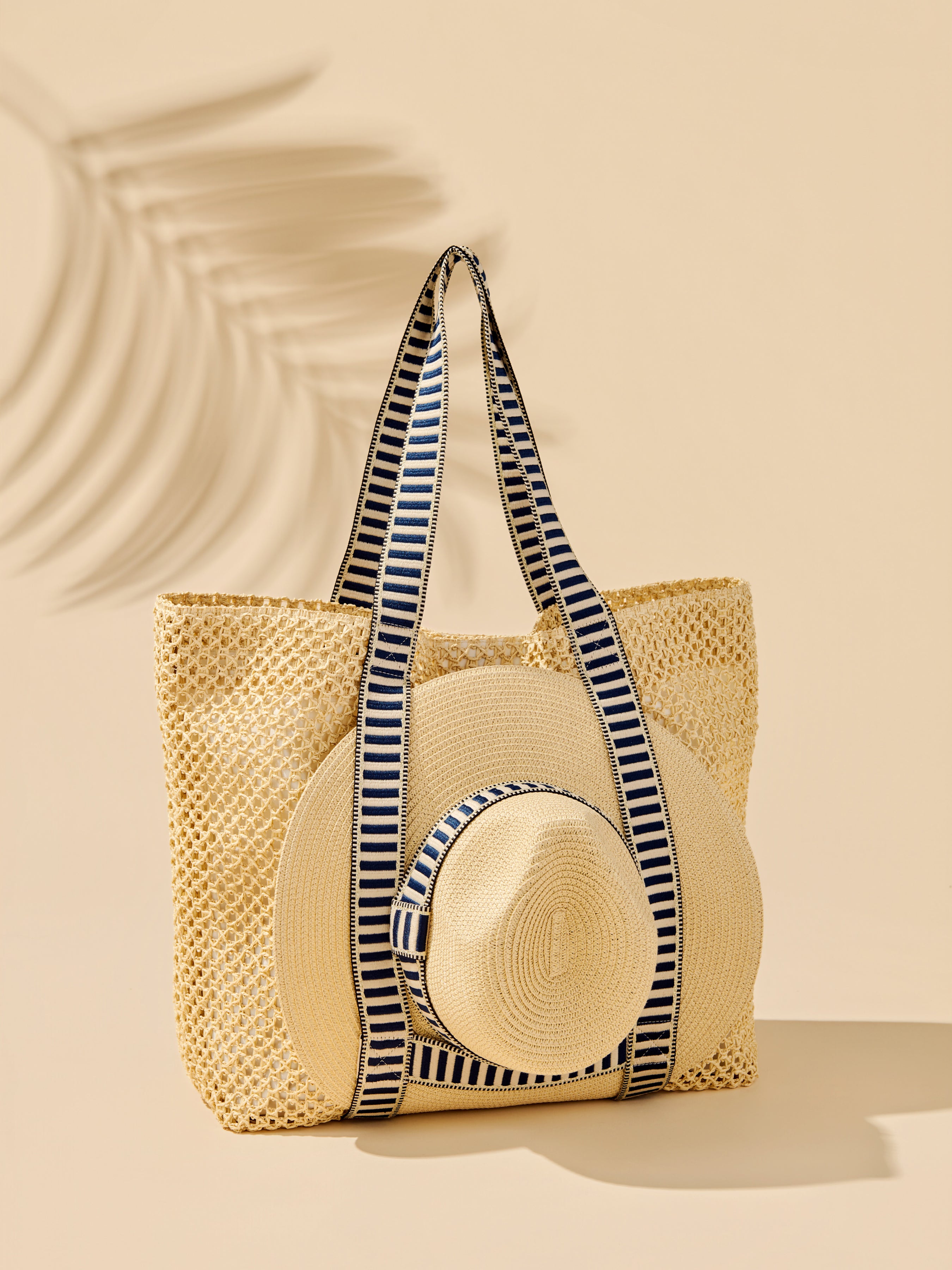 Shiraleah Dorian Tote and Hat Set NAVY