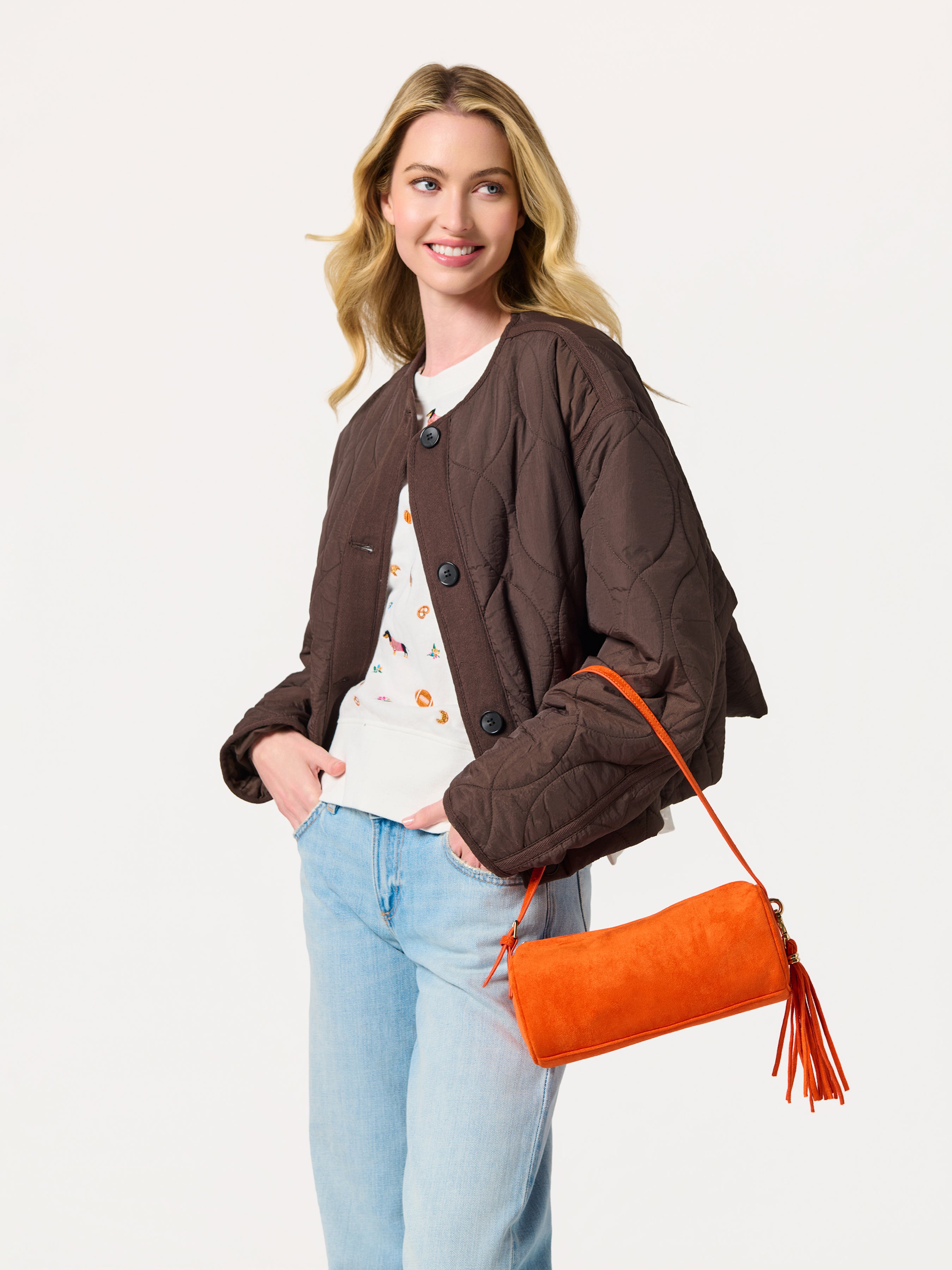 Shiraleah Kylie Barrel Shoulder Bag ORANGE / OS