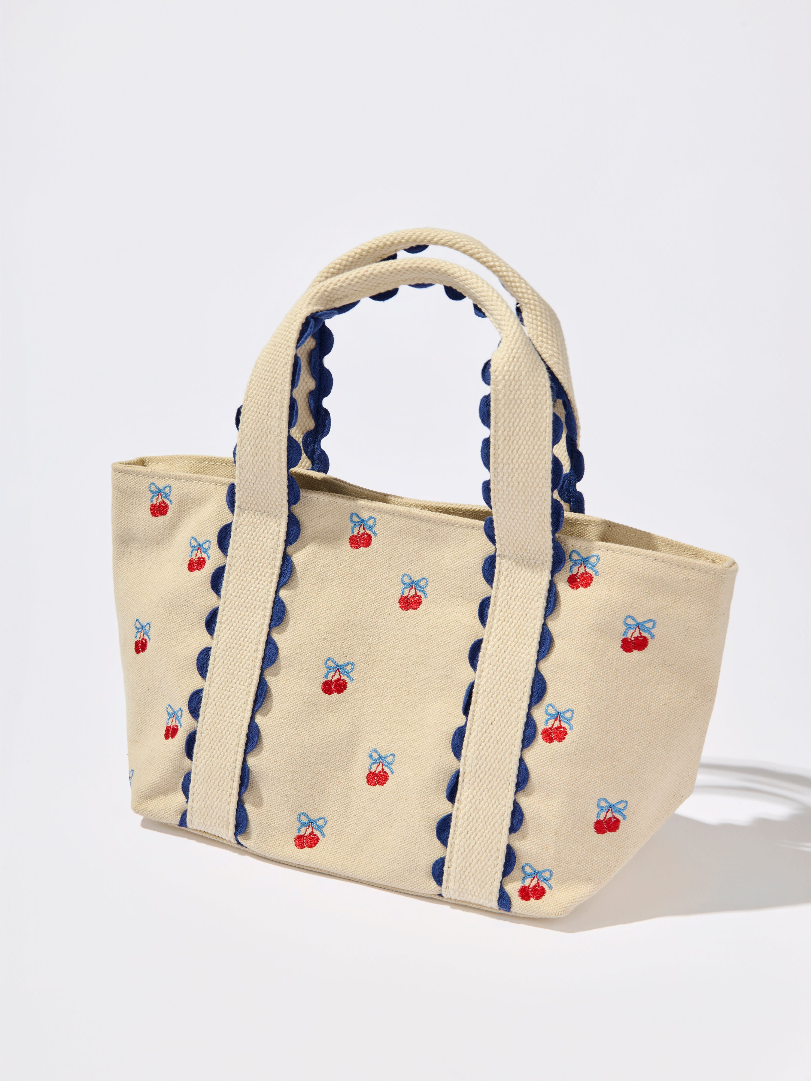 Shiraleah Cherry Icons Mini Tote, Natural