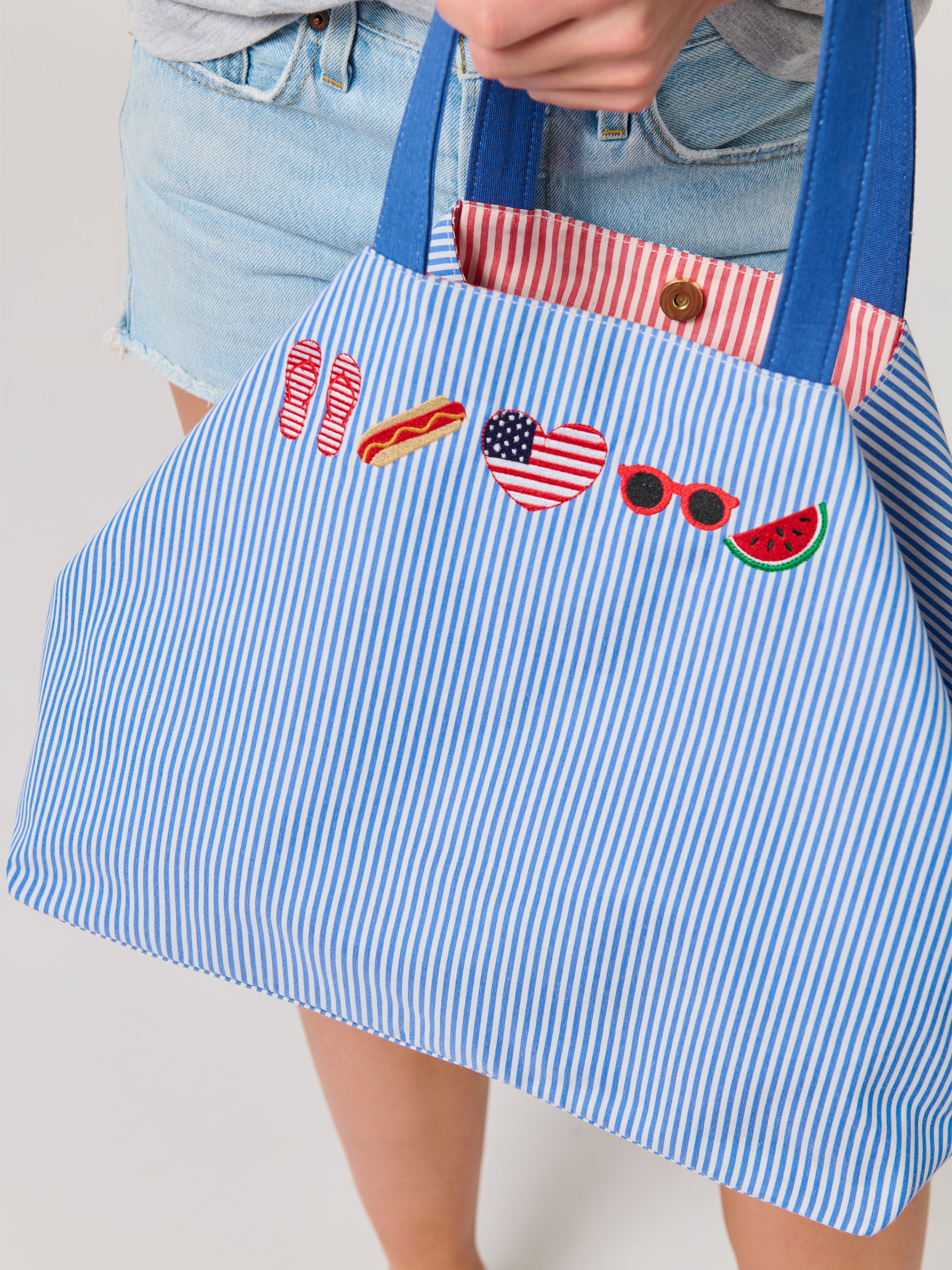 Shiraleah Americana Tie-Up Tote, Navy