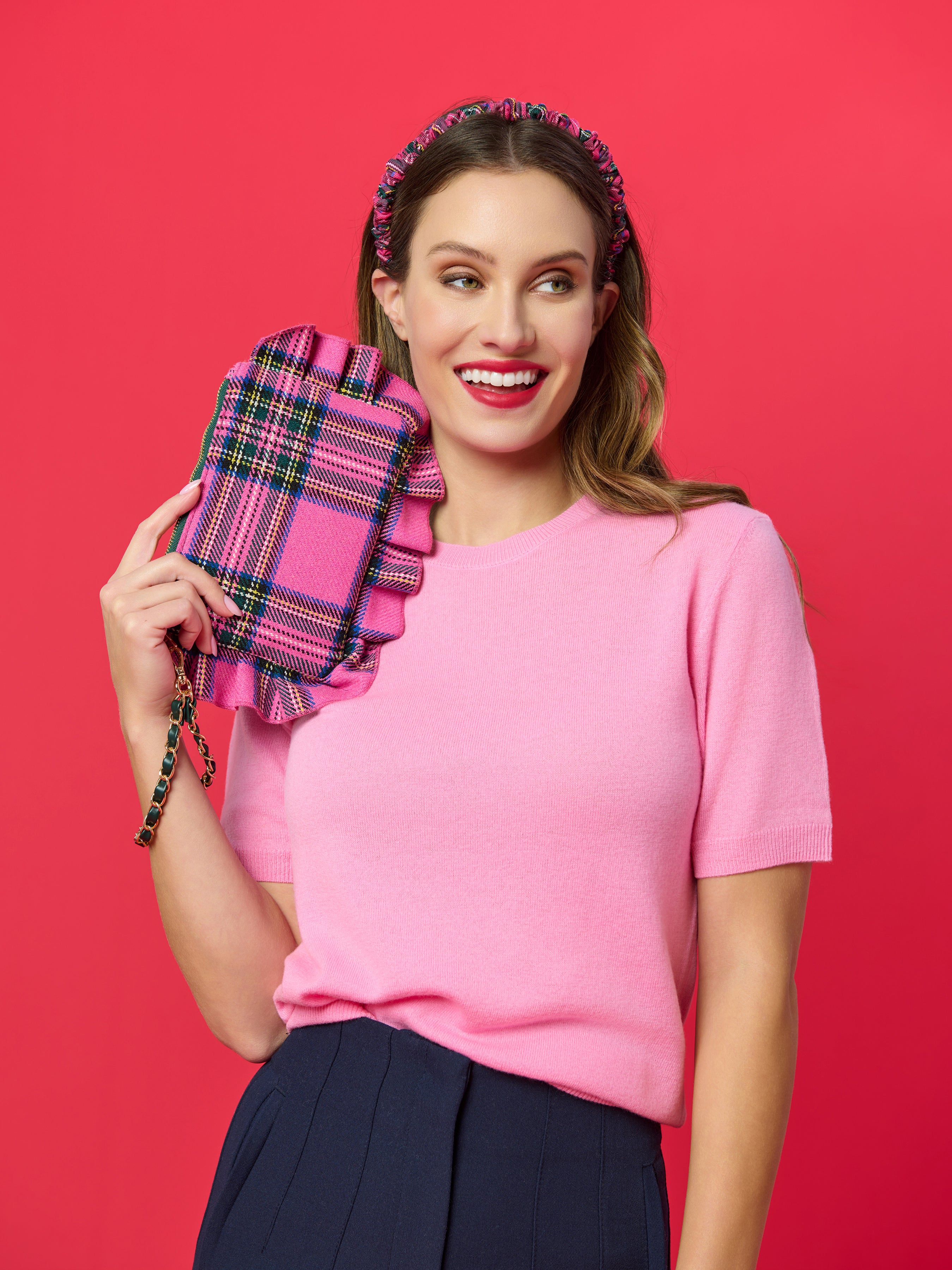 Shiraleah Scottie Ruffle Wristlet PINK / OS