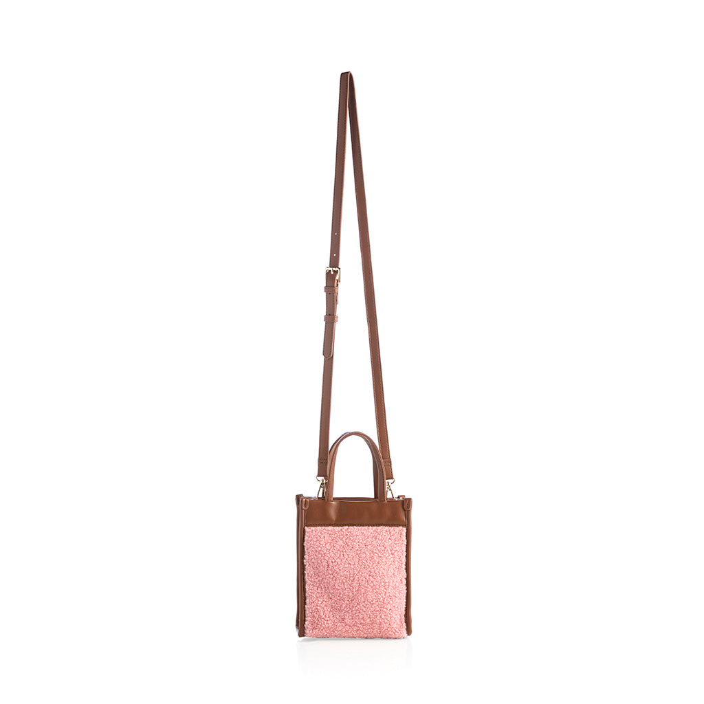 Shiraleah Courchevel Sherpa Mini Tote Cross-Body, Pink