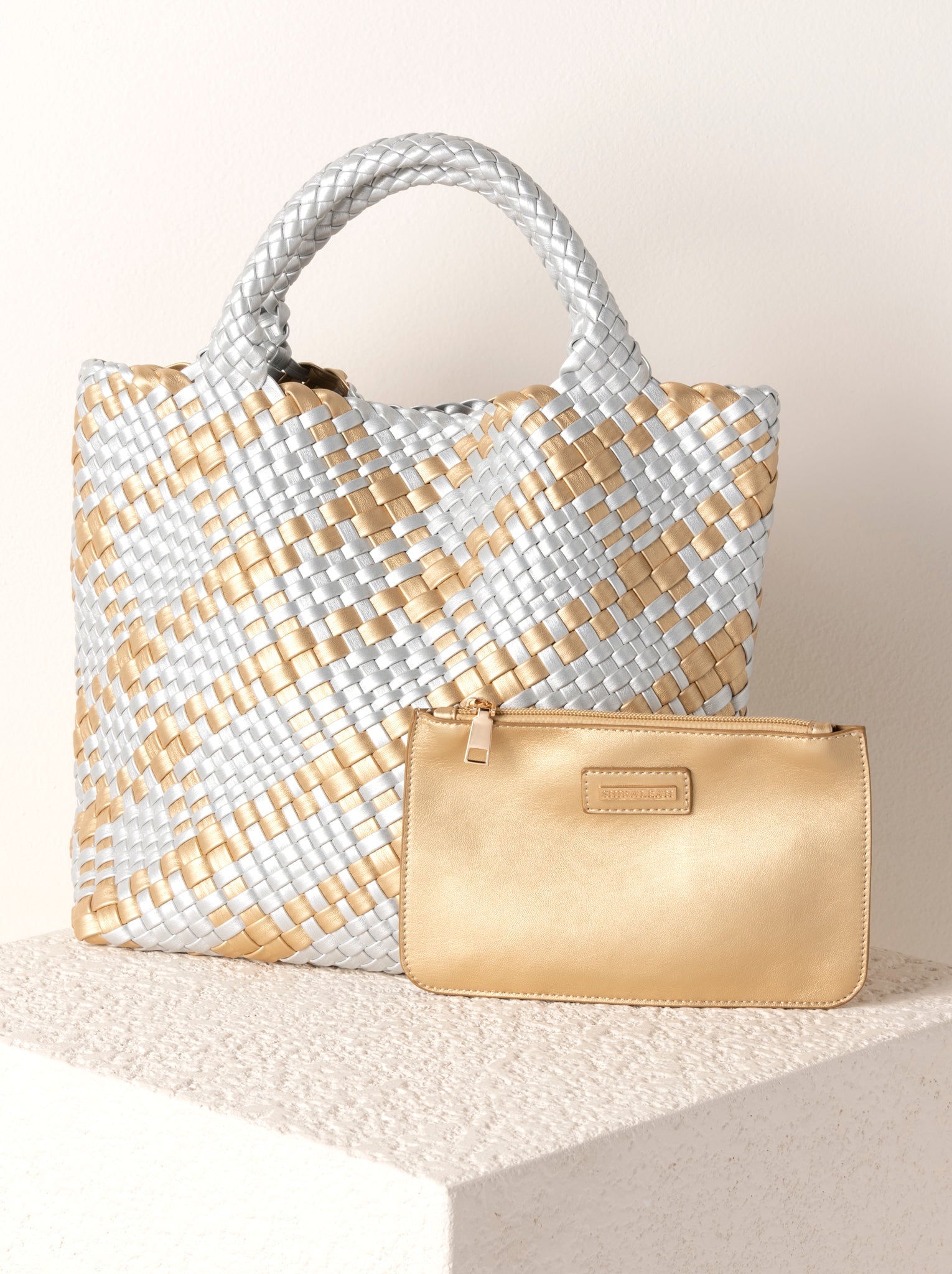 Shiraleah Blythe Plaid Mini Tote, Metal