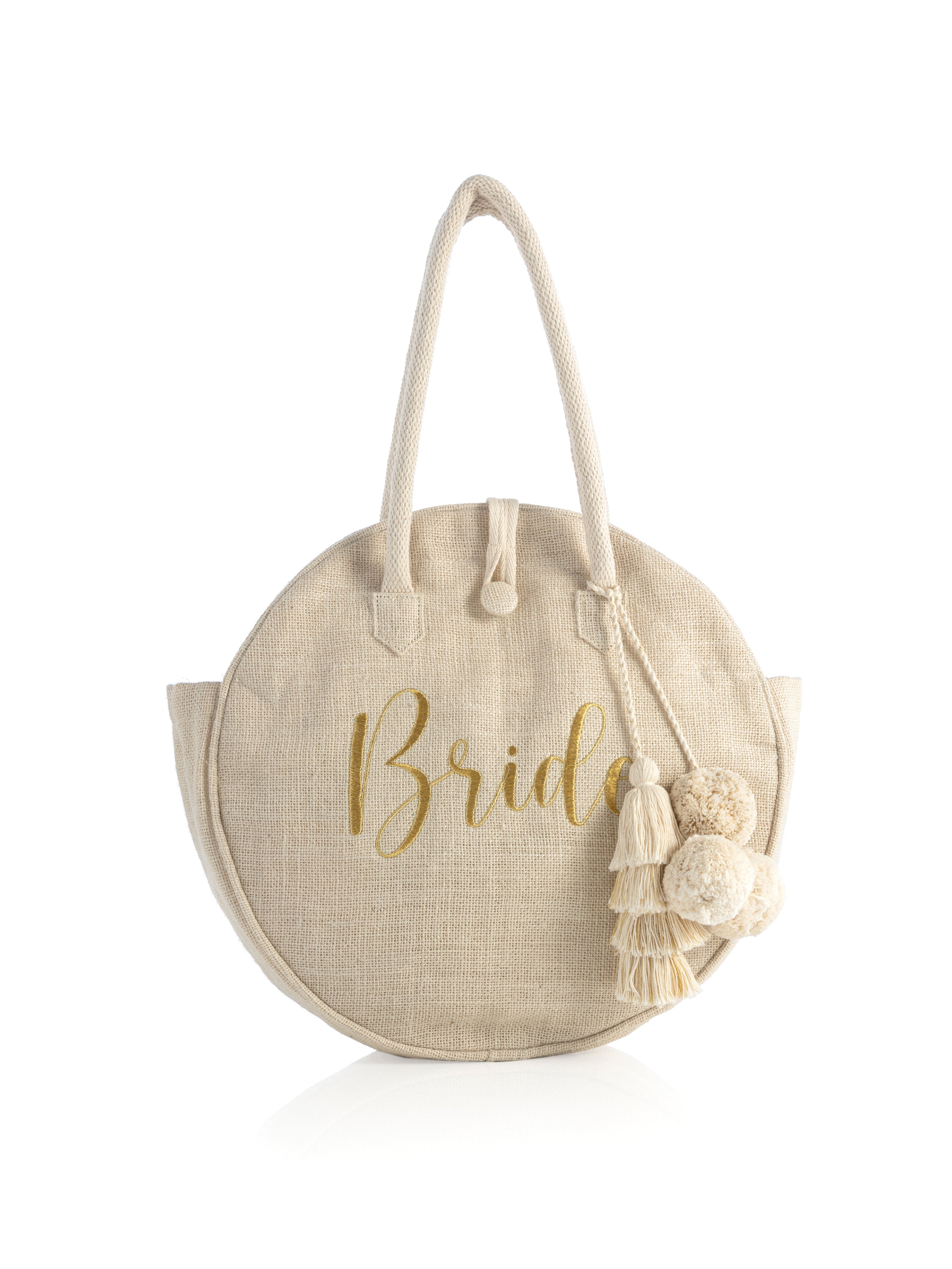 Shiraleah "Bride" Jute Circle Tote, Natural