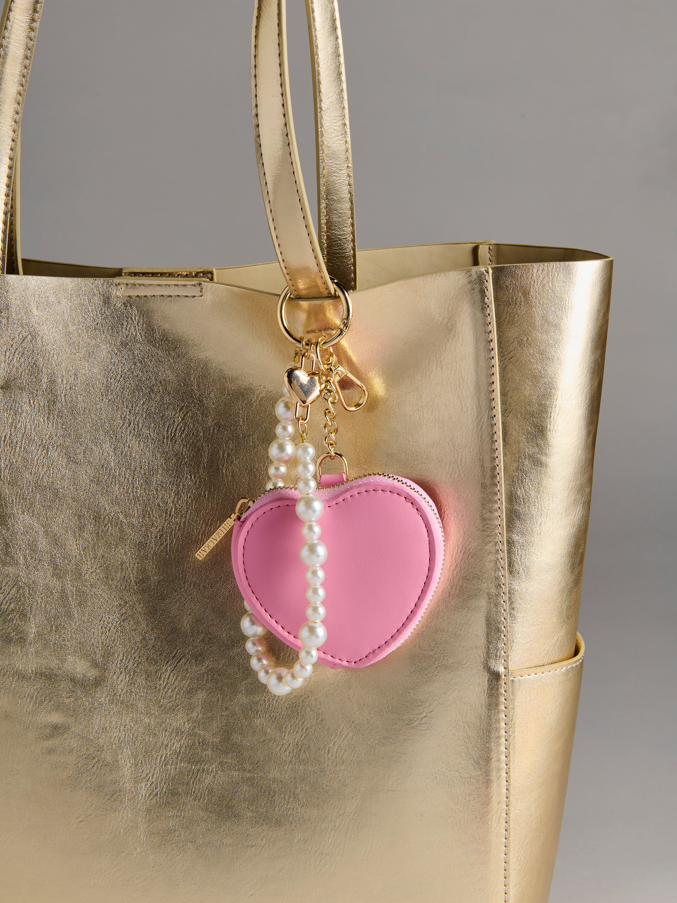Shiraleah Heart Pouch Bag Charm/Key Ring PINK