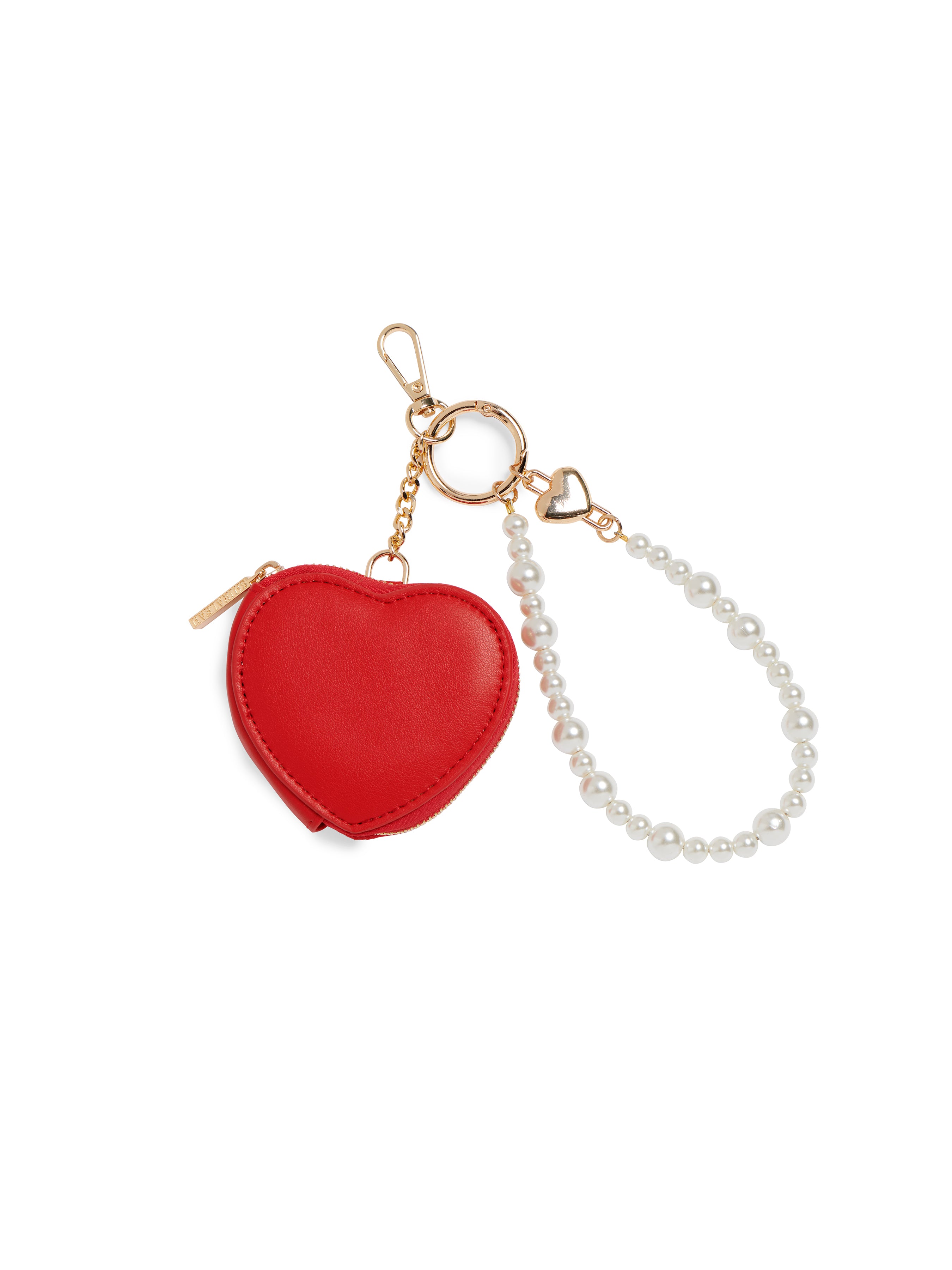 Shiraleah Heart Pouch Bag Charm/Key Ring RED