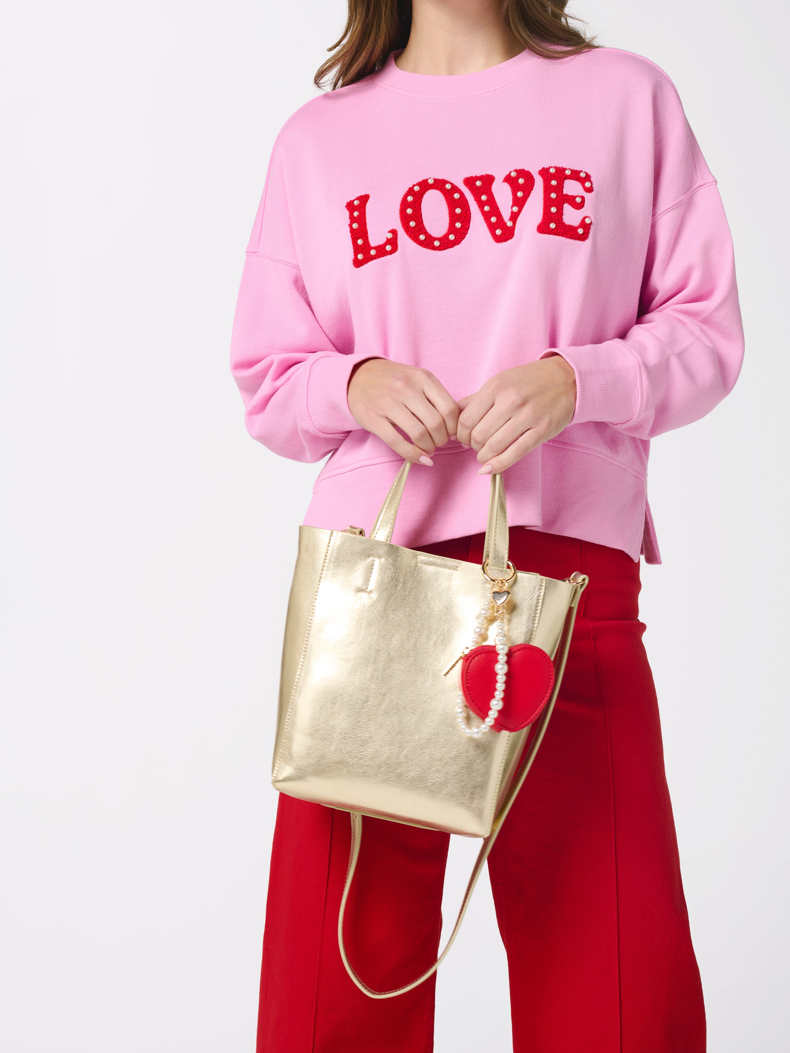Shiraleah Heart Pouch Bag Charm/Key Ring RED