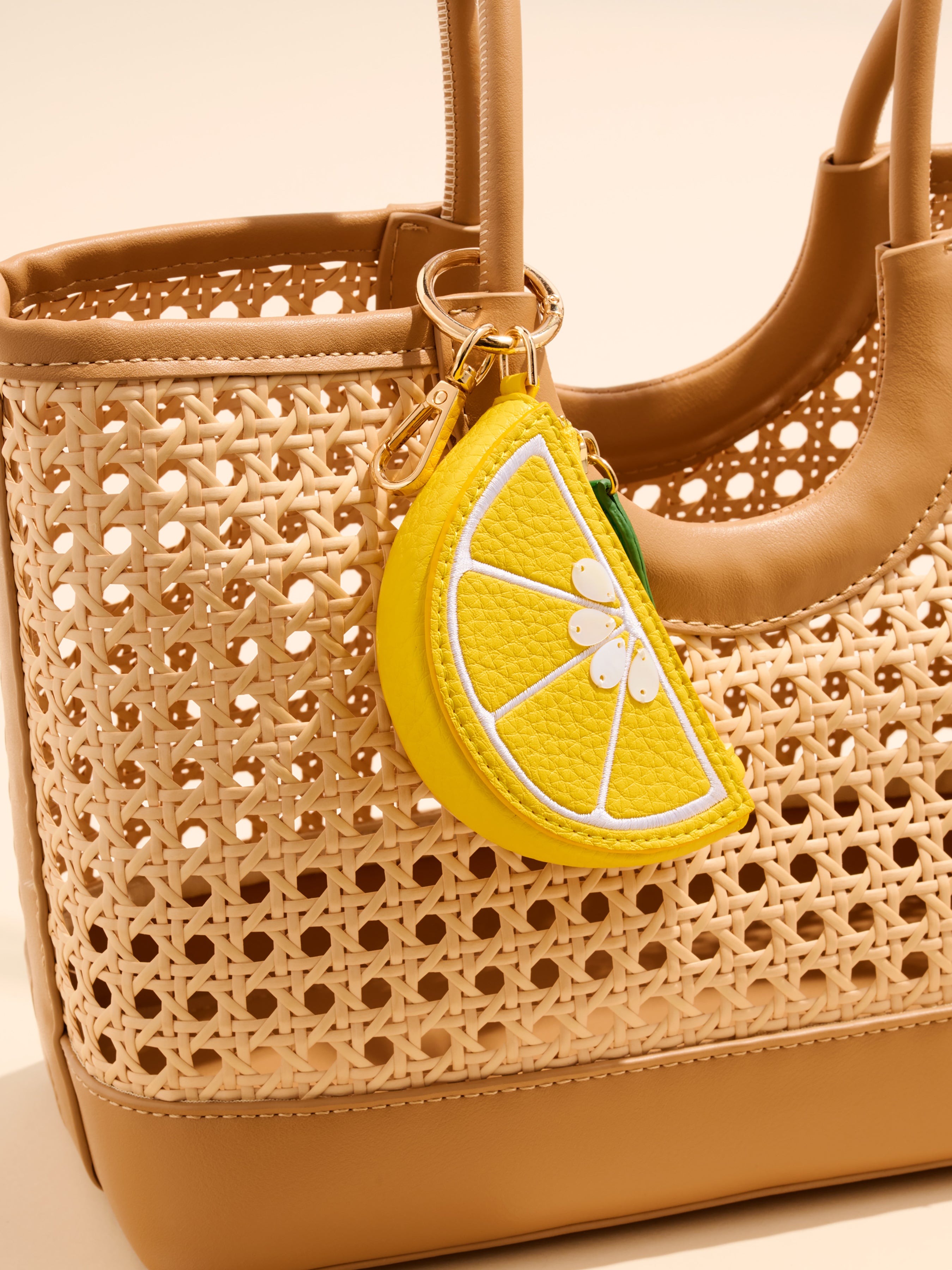 Shiraleah Lemon Zip Pouch Charm/Key Ring, Lemon