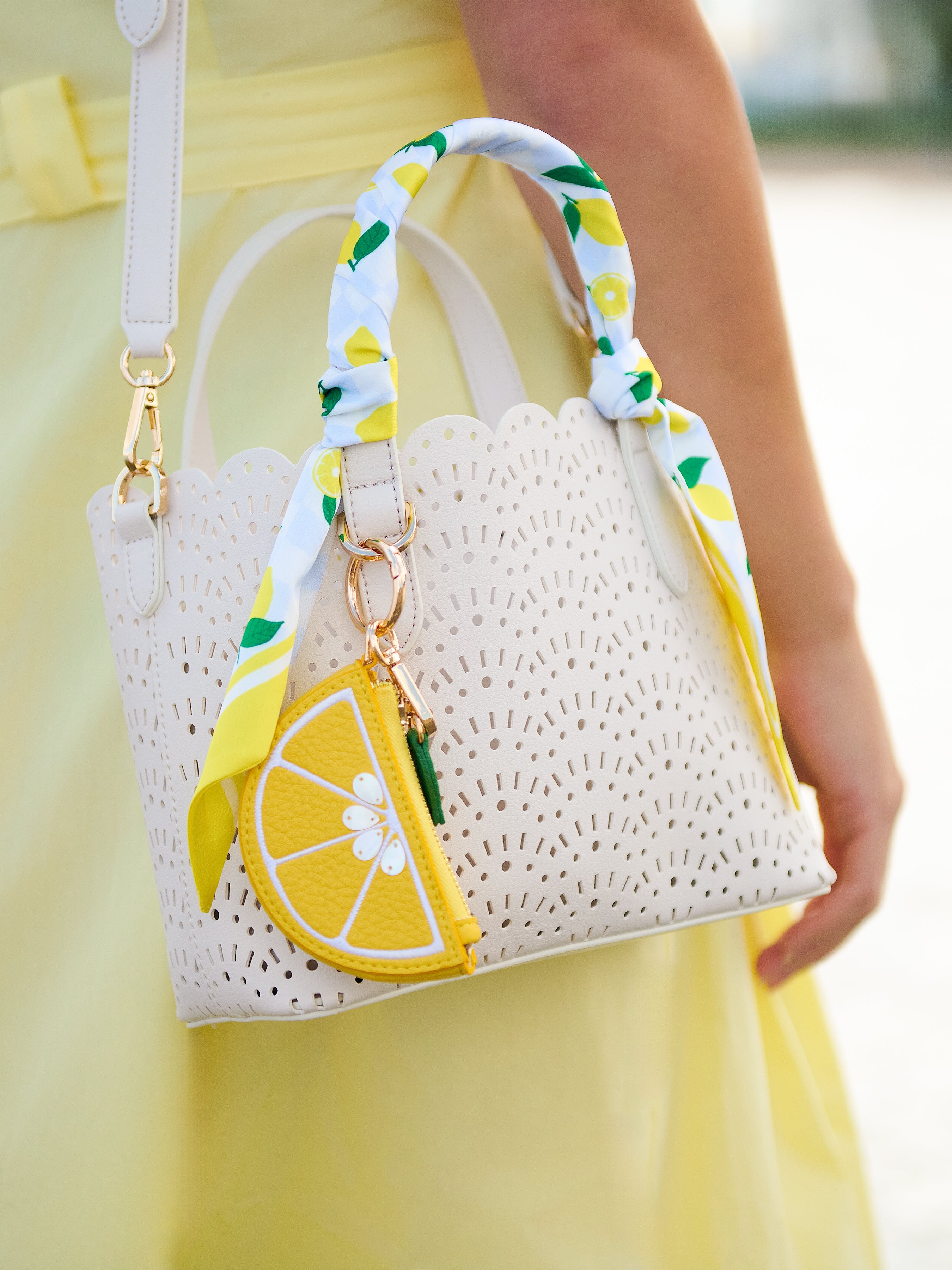 Shiraleah Lemon Zip Pouch Charm/Key Ring, Lemon