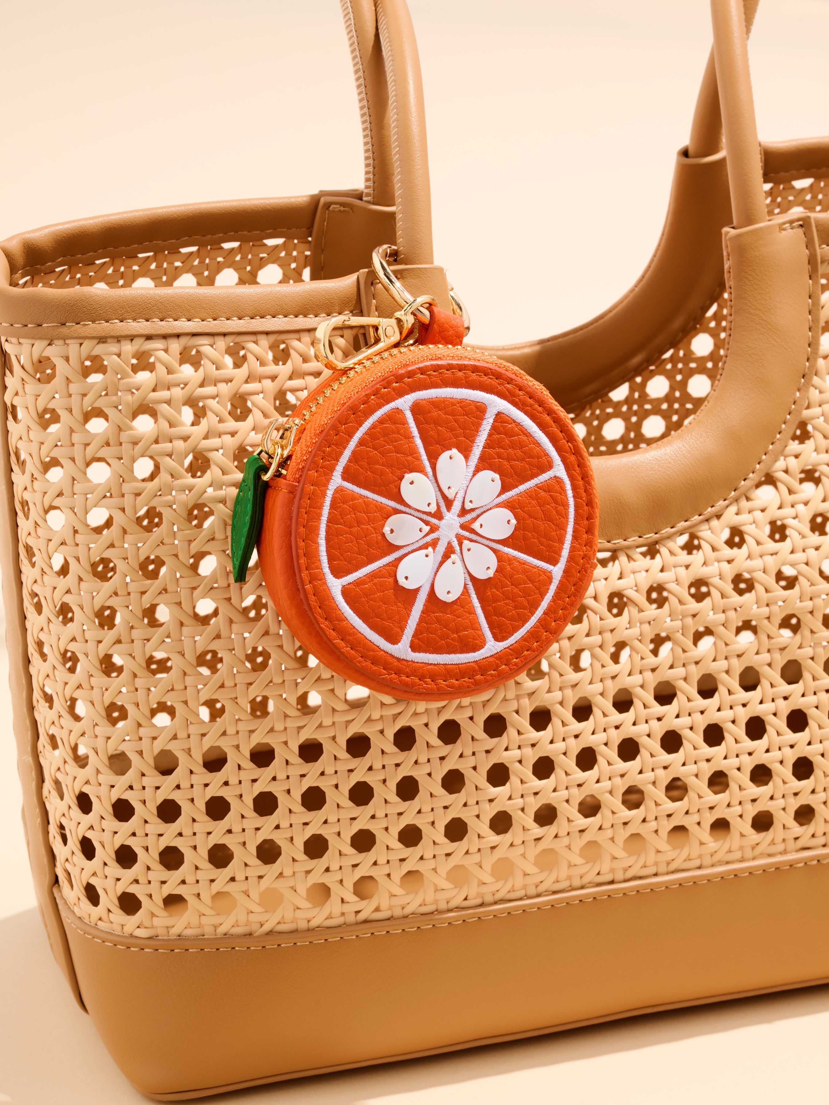 Shiraleah Orange Zip Pouch Charm/Key Ring, Orange