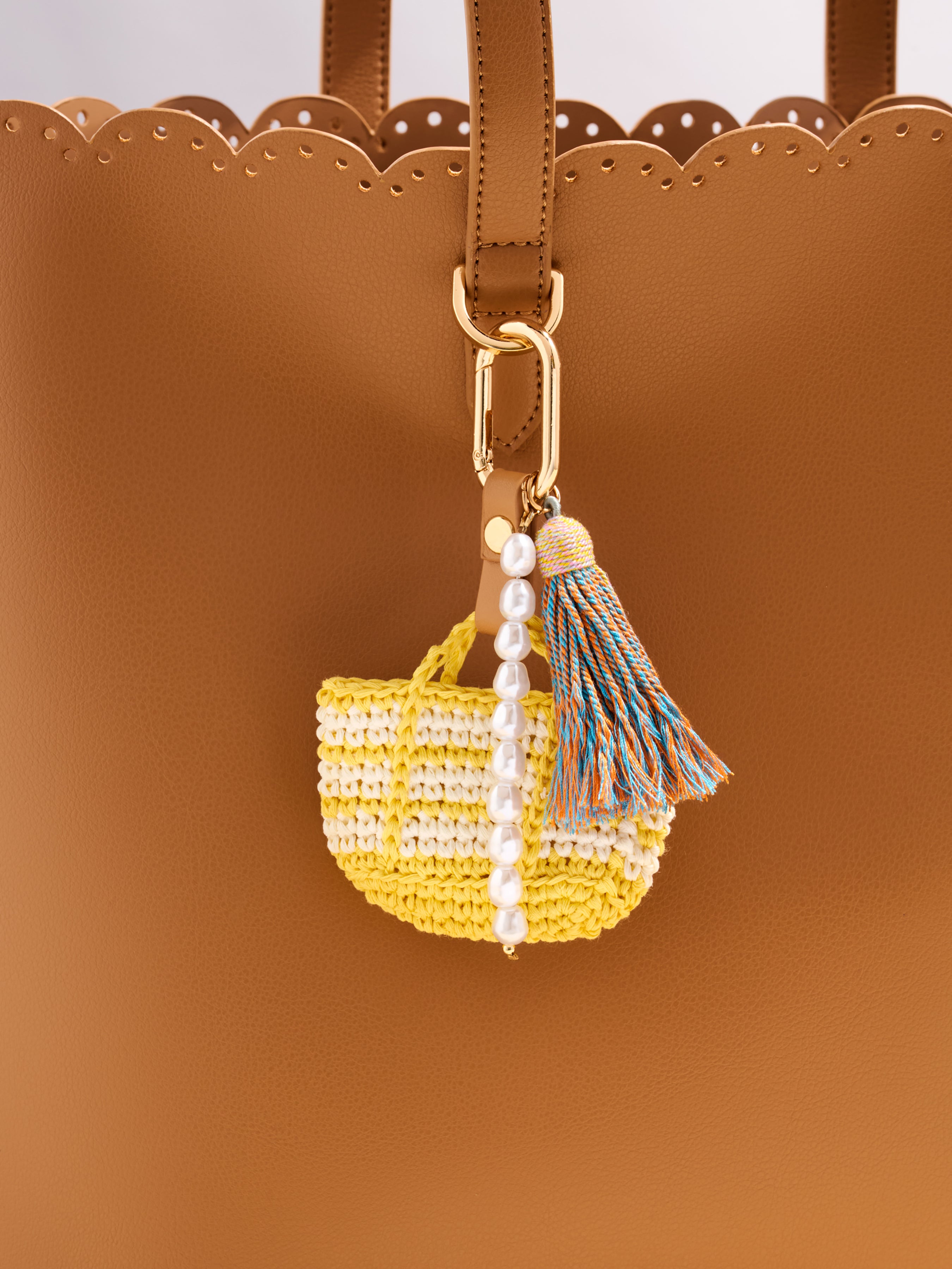 Shiraleah Mini Tote Bag Charm/Key Ring YELLOW