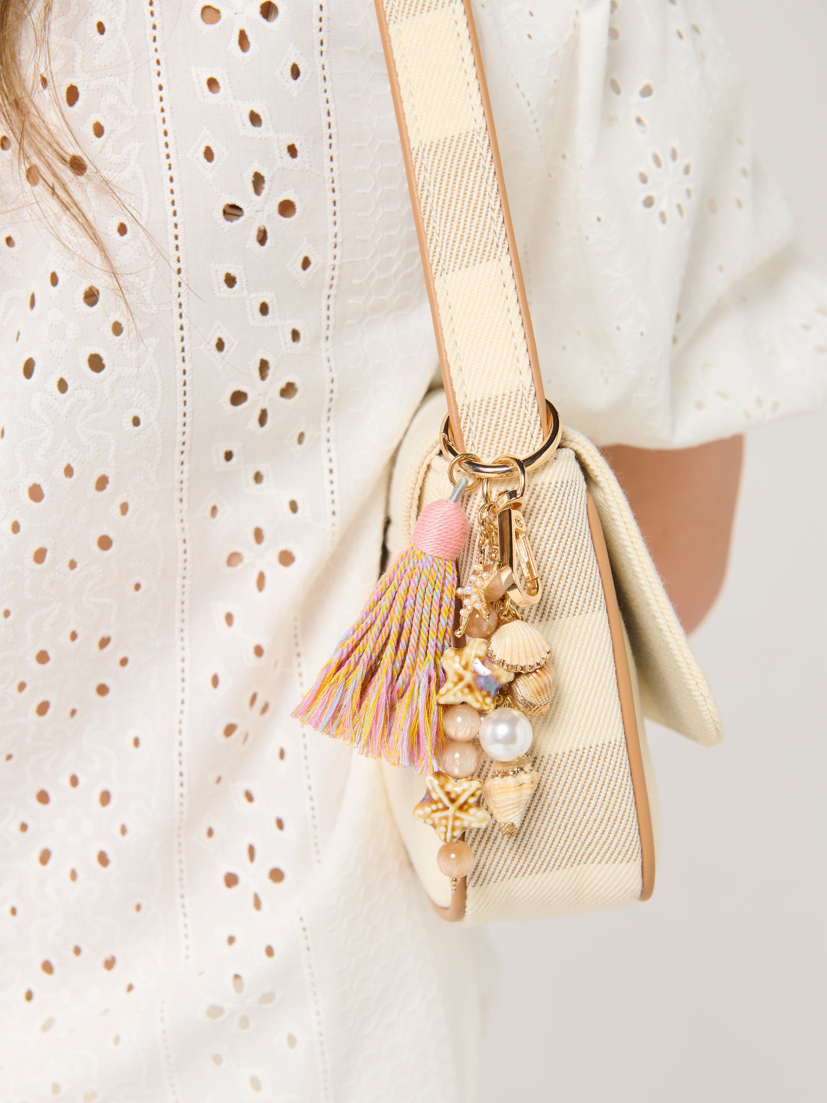 Shiraleah Ocean Bag Charm/Key Ring, Tan