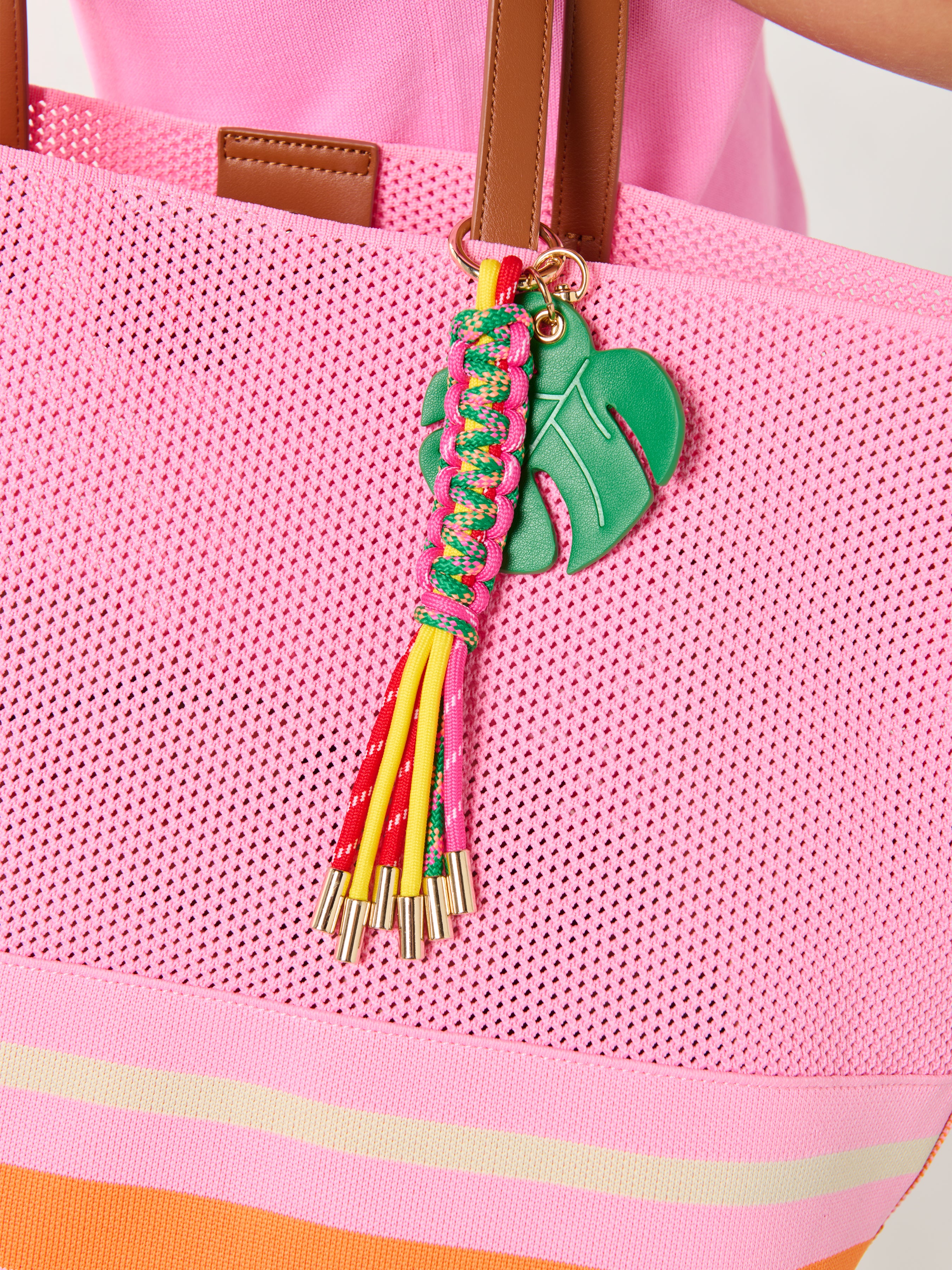 Shiraleah Palm Leaf Bag Charm/Key Ring, Multi