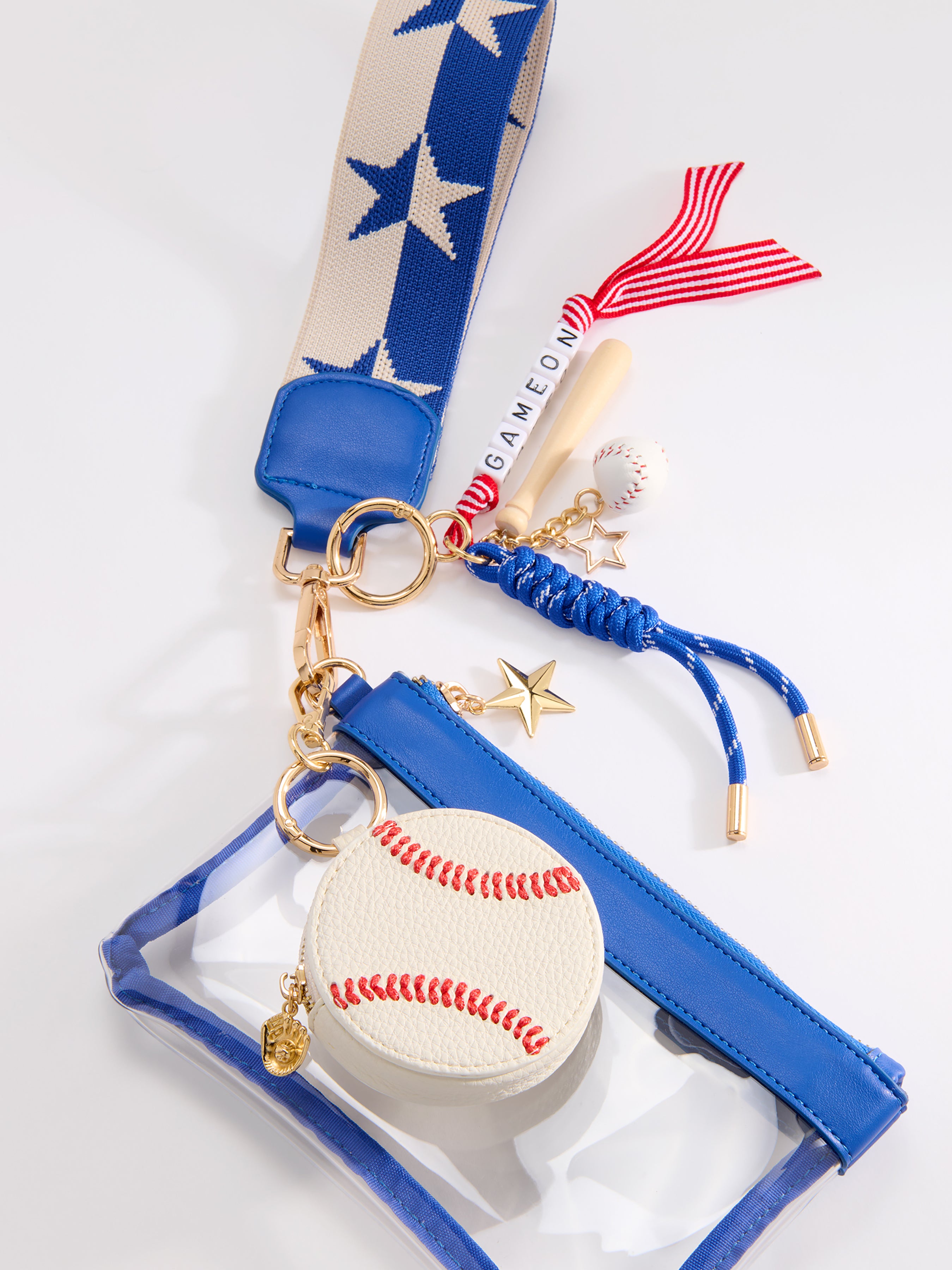 Shiraleah "Game On" Baseball Bag Charm/Key Ring, Blue