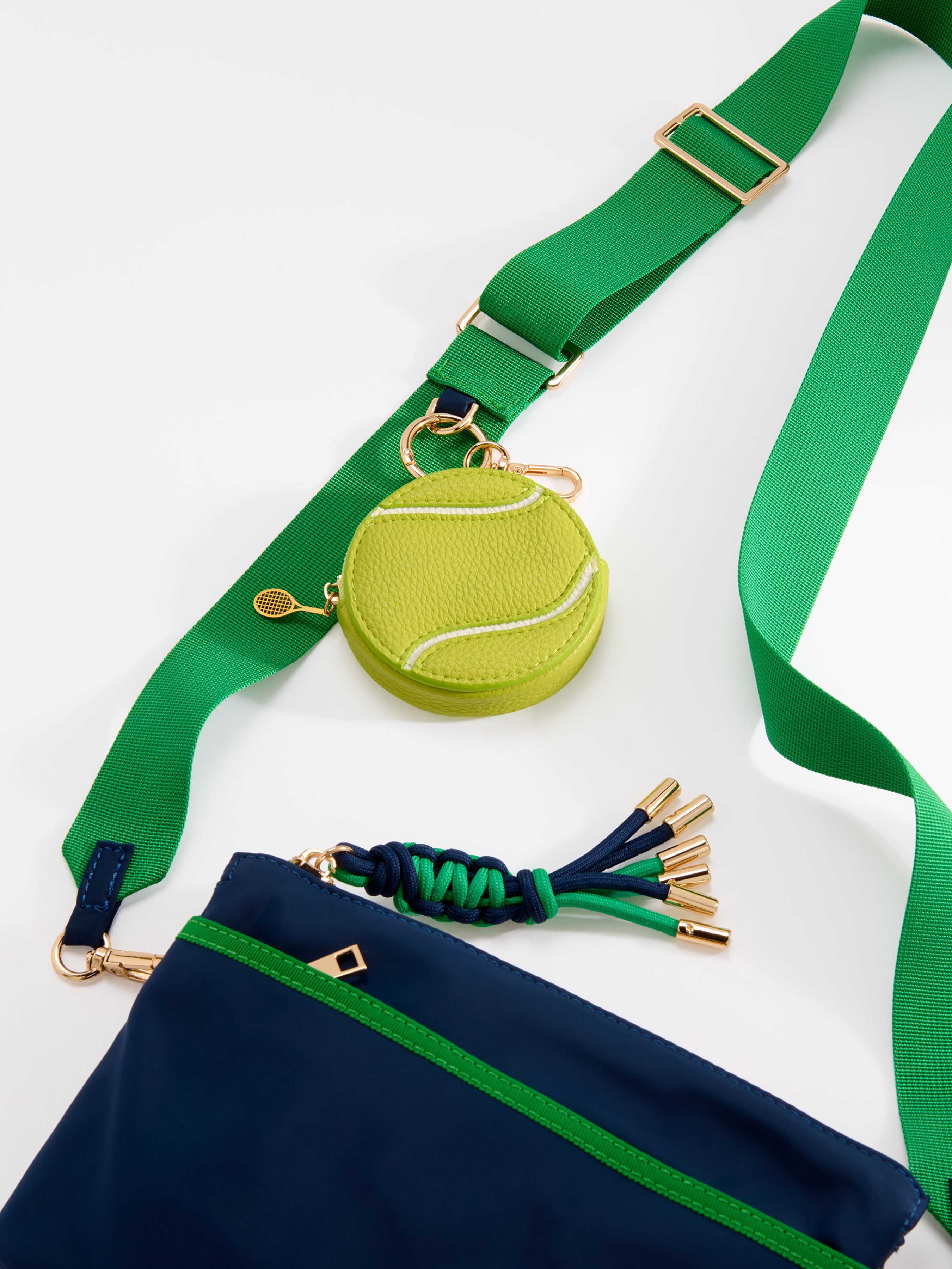 Shiraleah Tennis Ball Zip Pouch Bag Charm/Key Ring, Lime