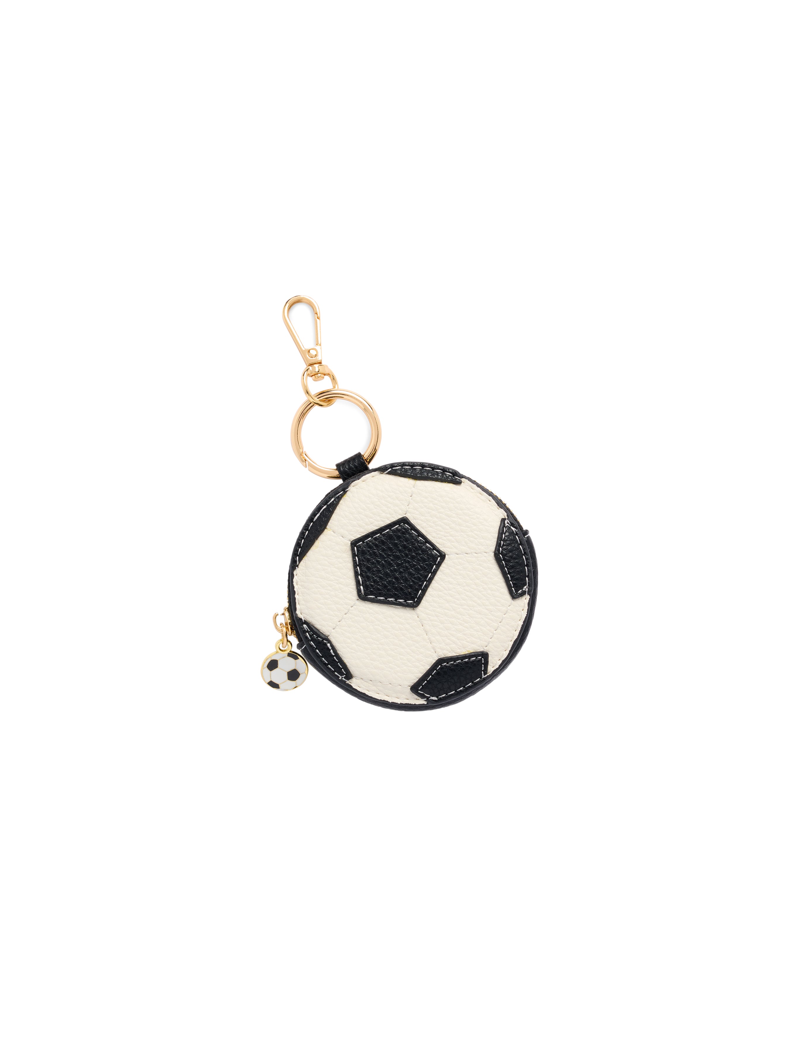 Shiraleah Soccer Ball Zip Pouch Bag Charm/Key Ring, White