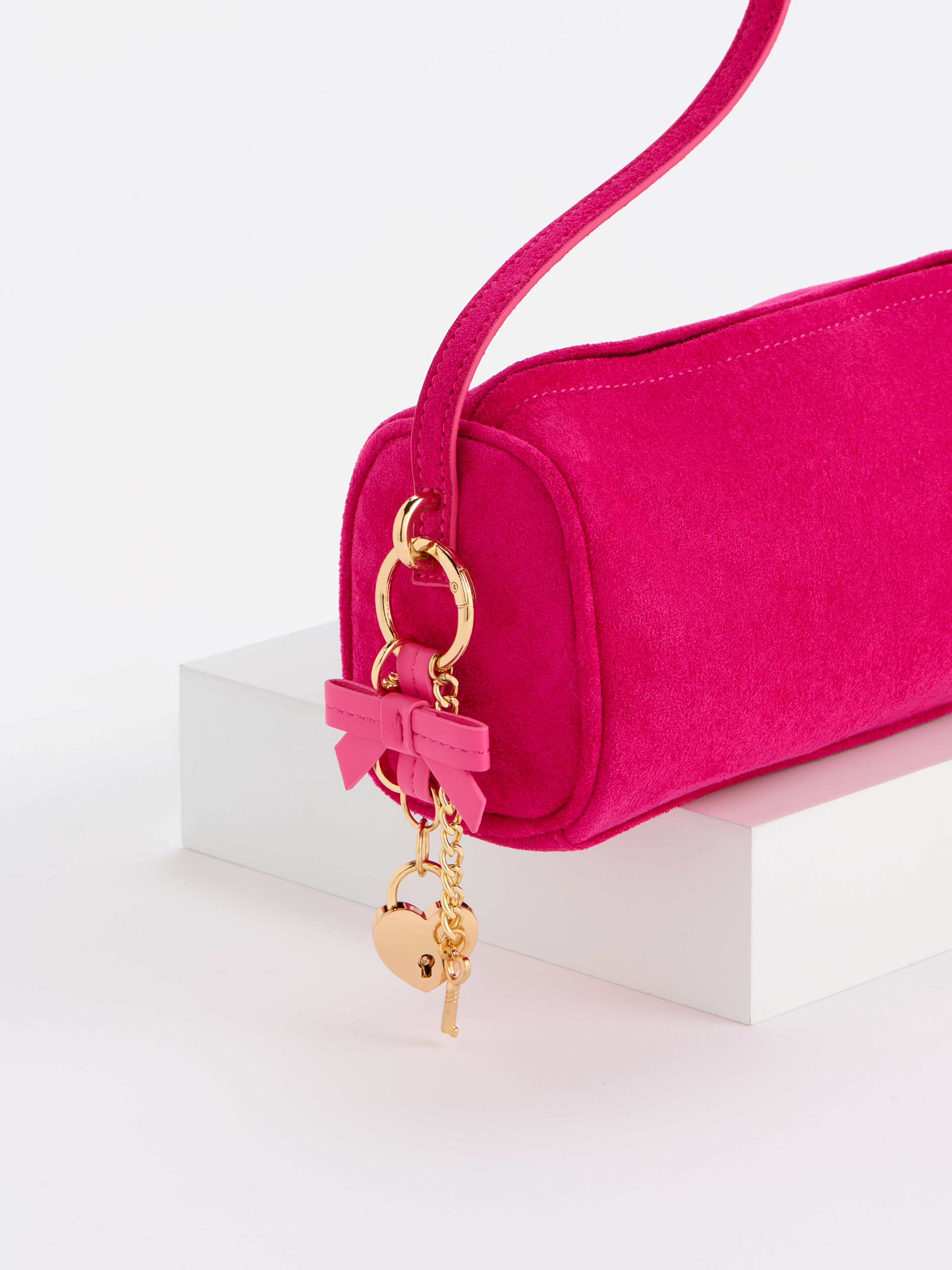 Shiraleah Heart Locket Bag Charm/Key Ring PINK / OS