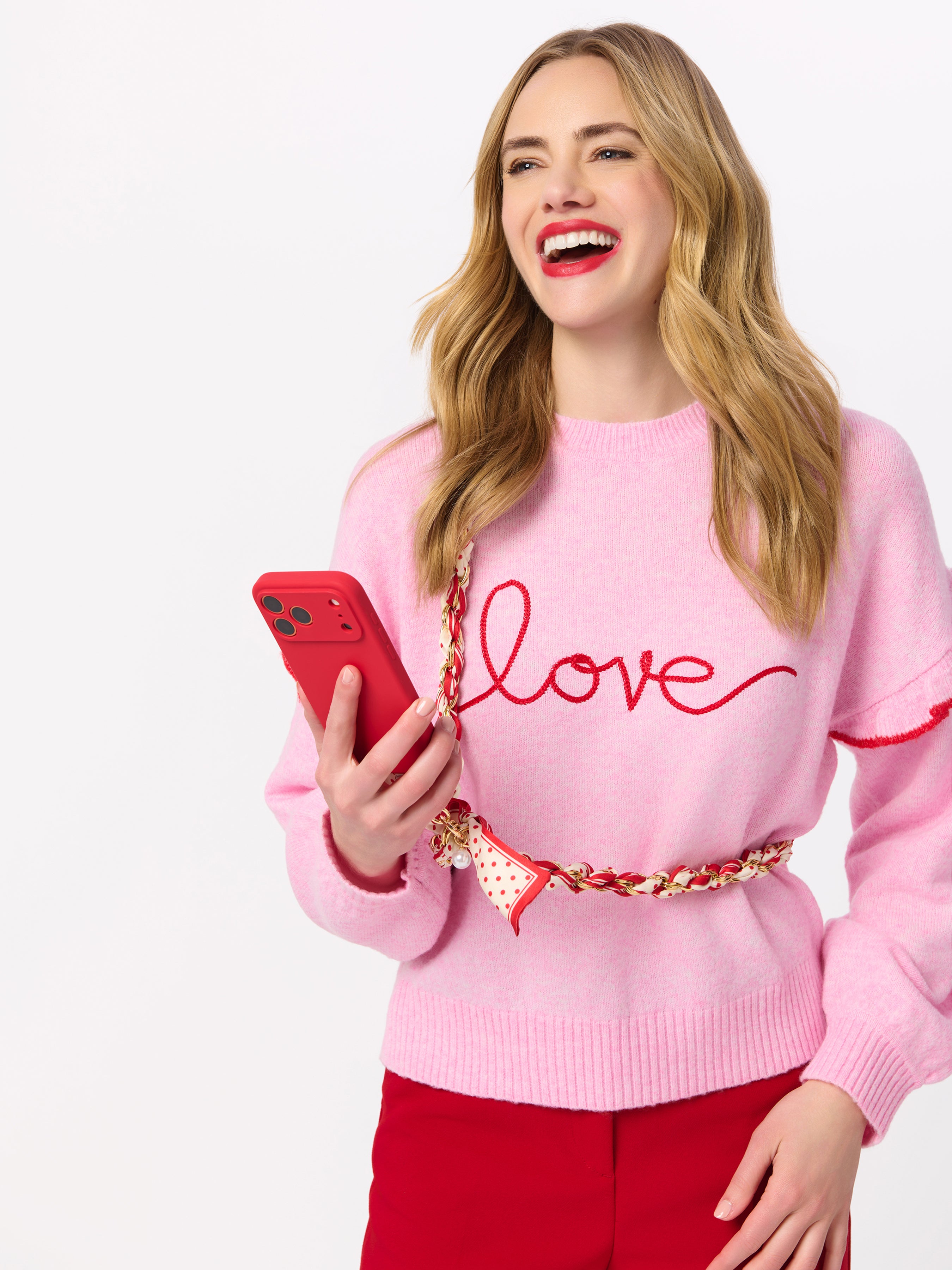 Shiraleah Dots Cross-Body Phone Chain RED / OS