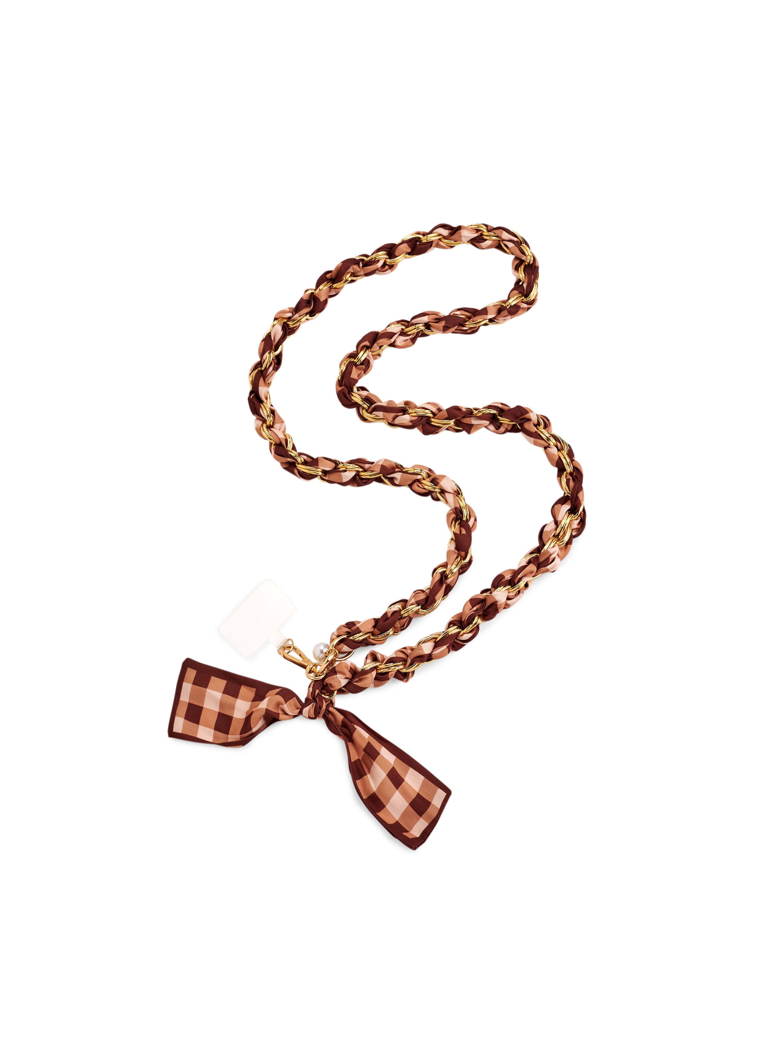Shiraleah Gingham Cross-Body Phone Chain BROWN / OS