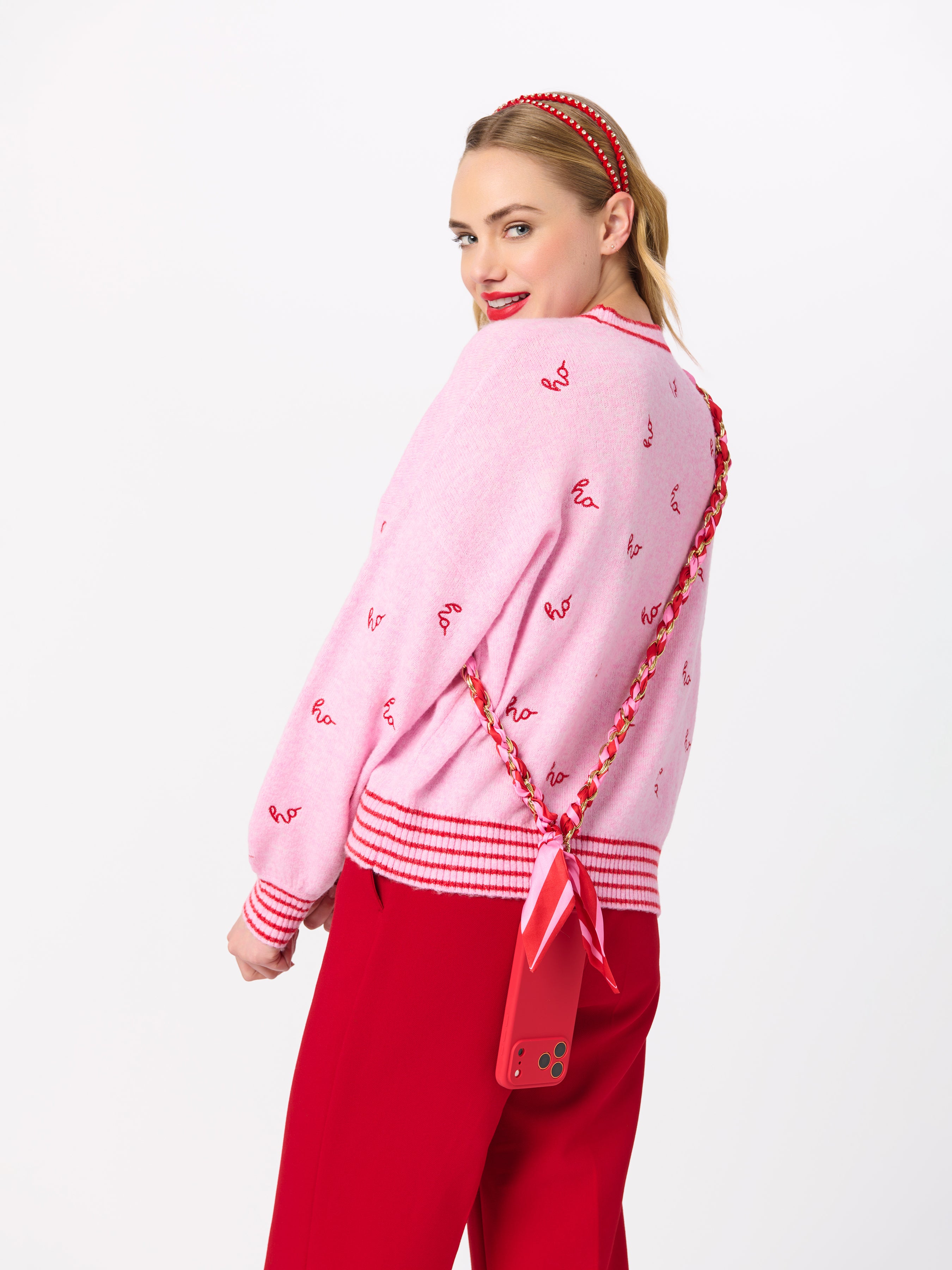 Shiraleah Stripes Cross-Body Phone Chain PINK / OS