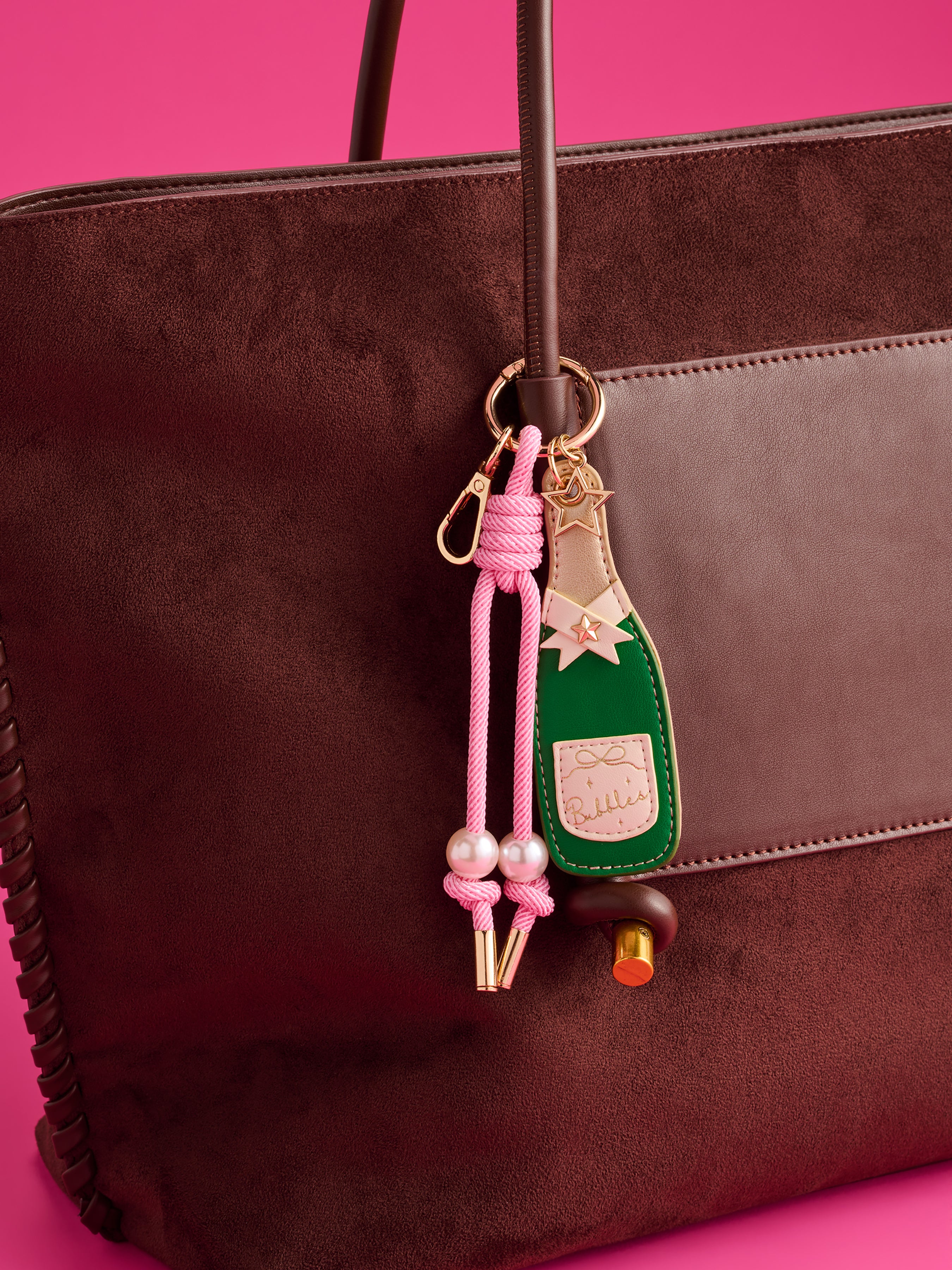 Shiraleah Champagne Bottle Bag Charm/Key Ring GREEN / OS