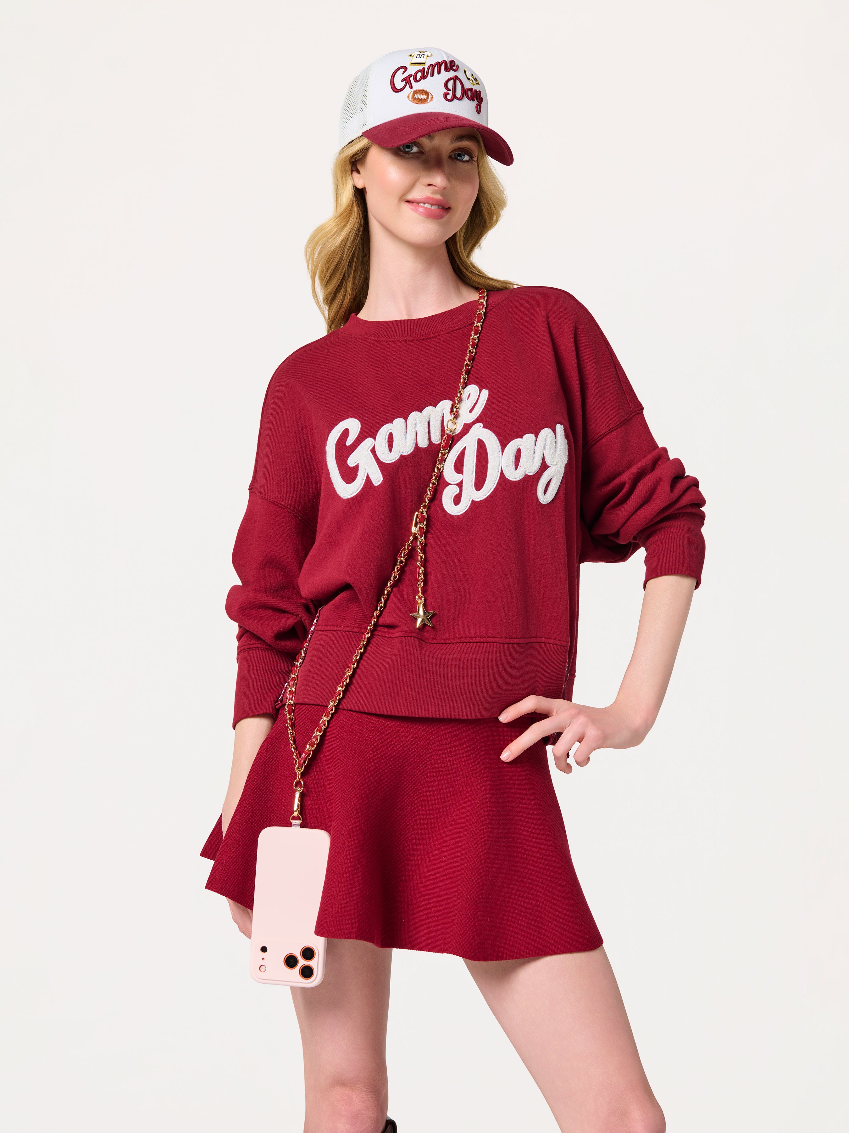 Shiraleah Taylor Cross-Body Phone Chain BURGUNDY / OS