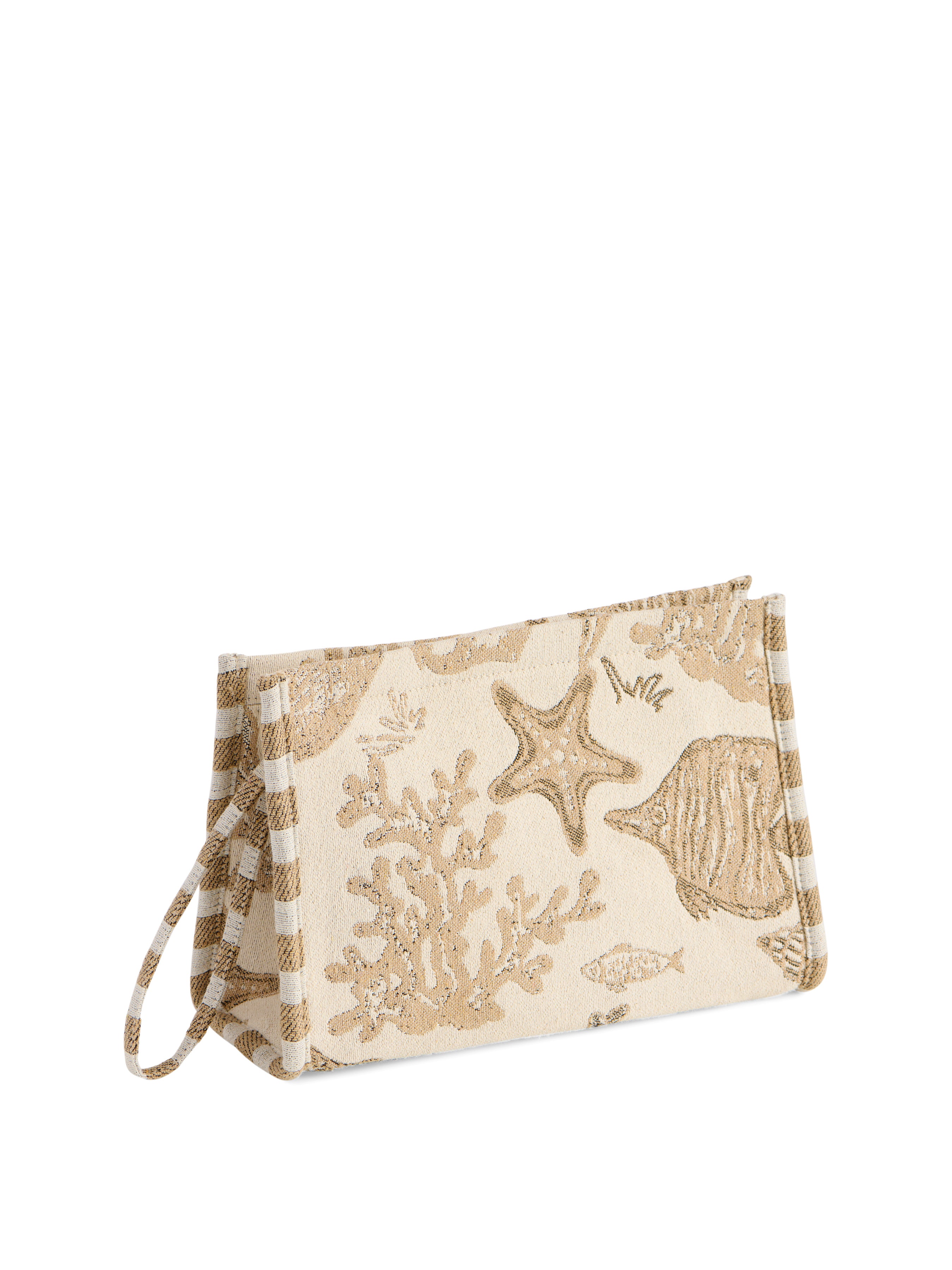 Shiraleah Coastal Jacquard Wristlet Pouch, Beige
