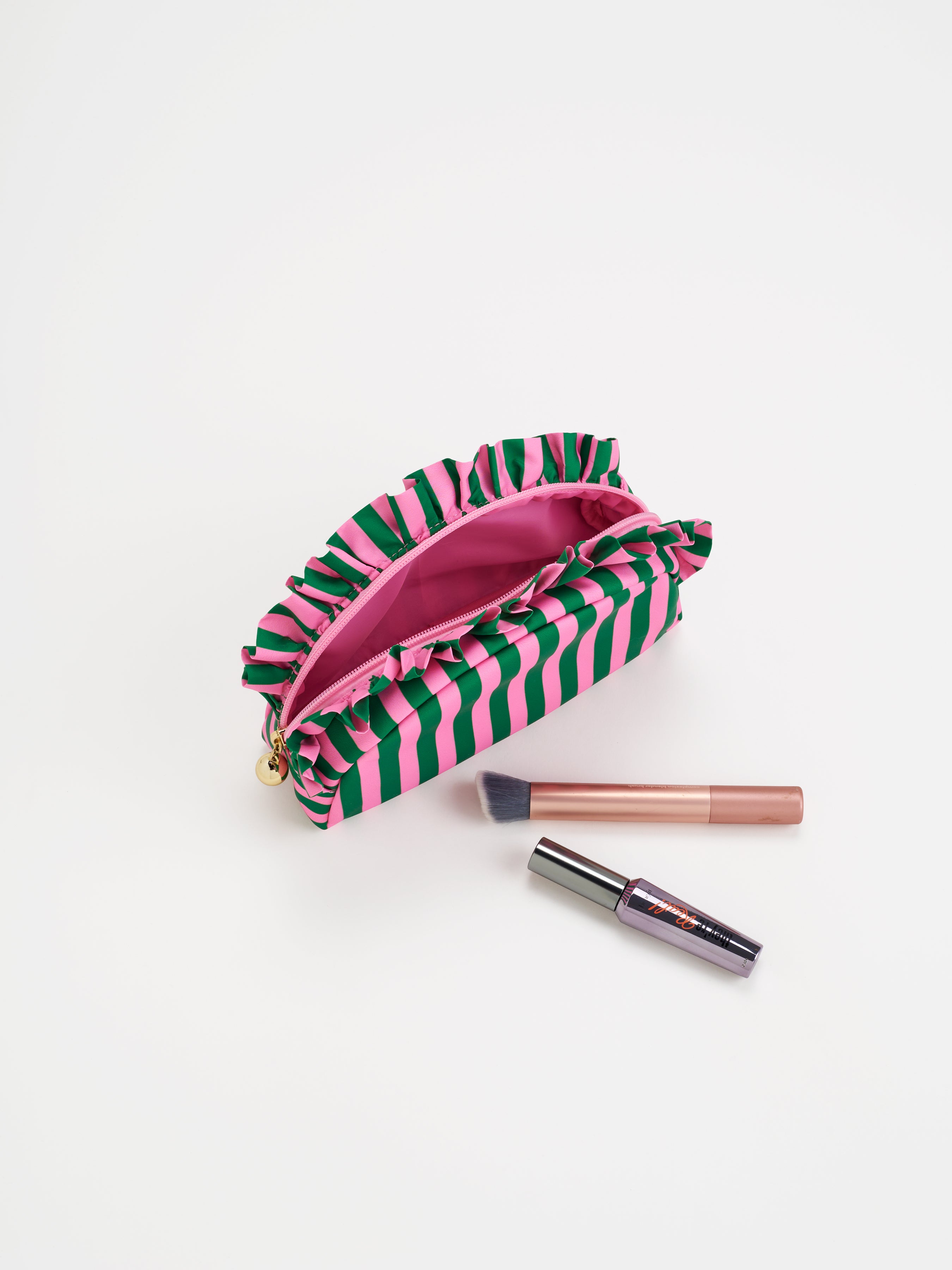 Shiraleah Stripe Ruffle Small Zip Pouch GREEN / OS
