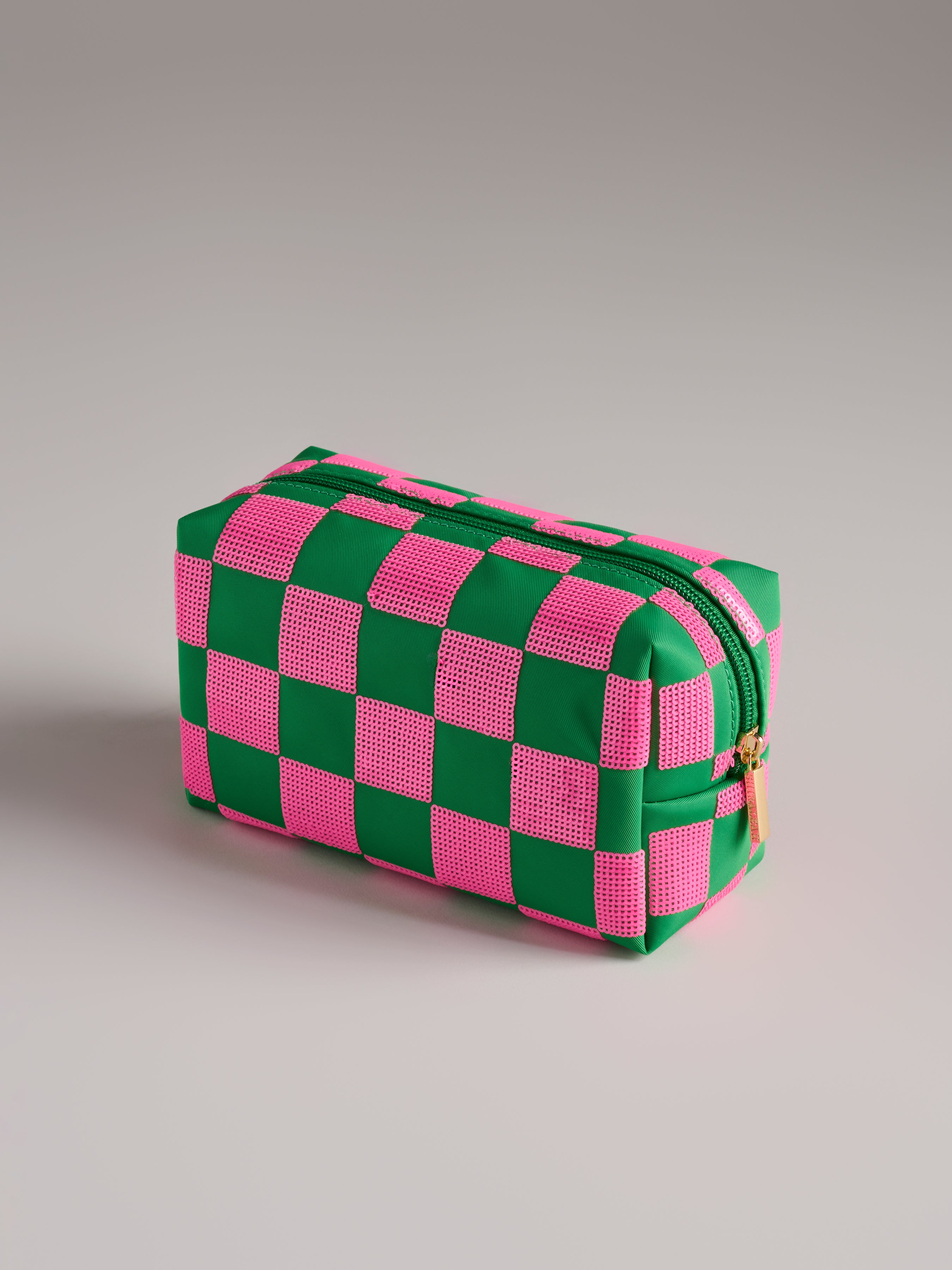 Shiraleah Cara Check Pattern Zip Pouch GREEN