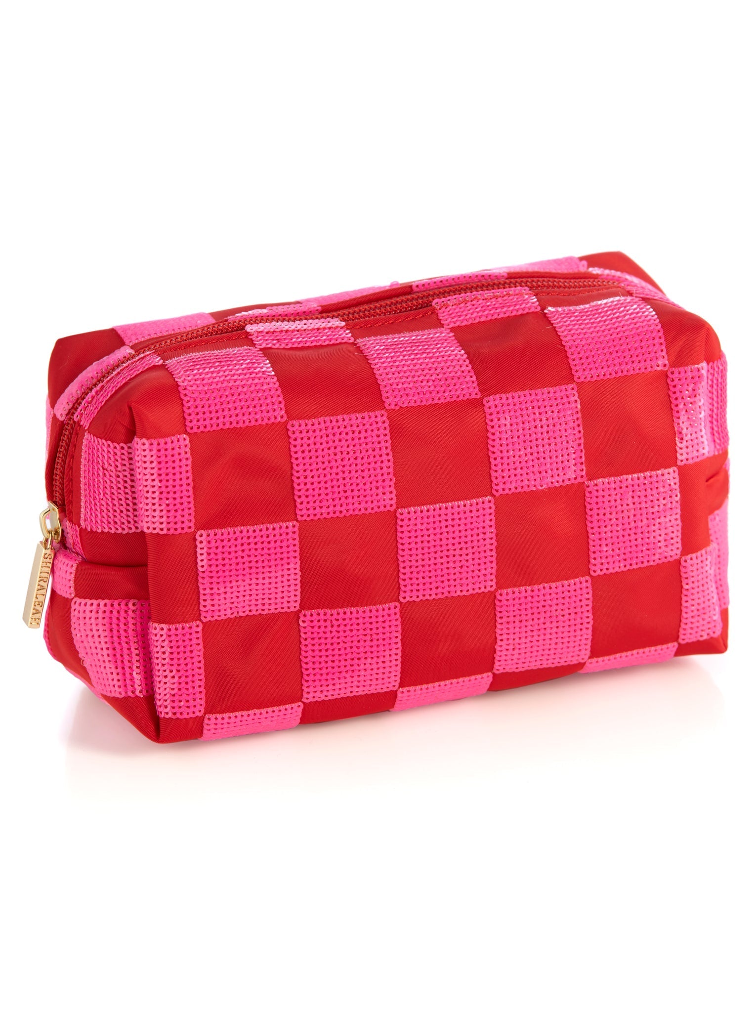 Shiraleah Cara Check Pattern Zip Pouch RED