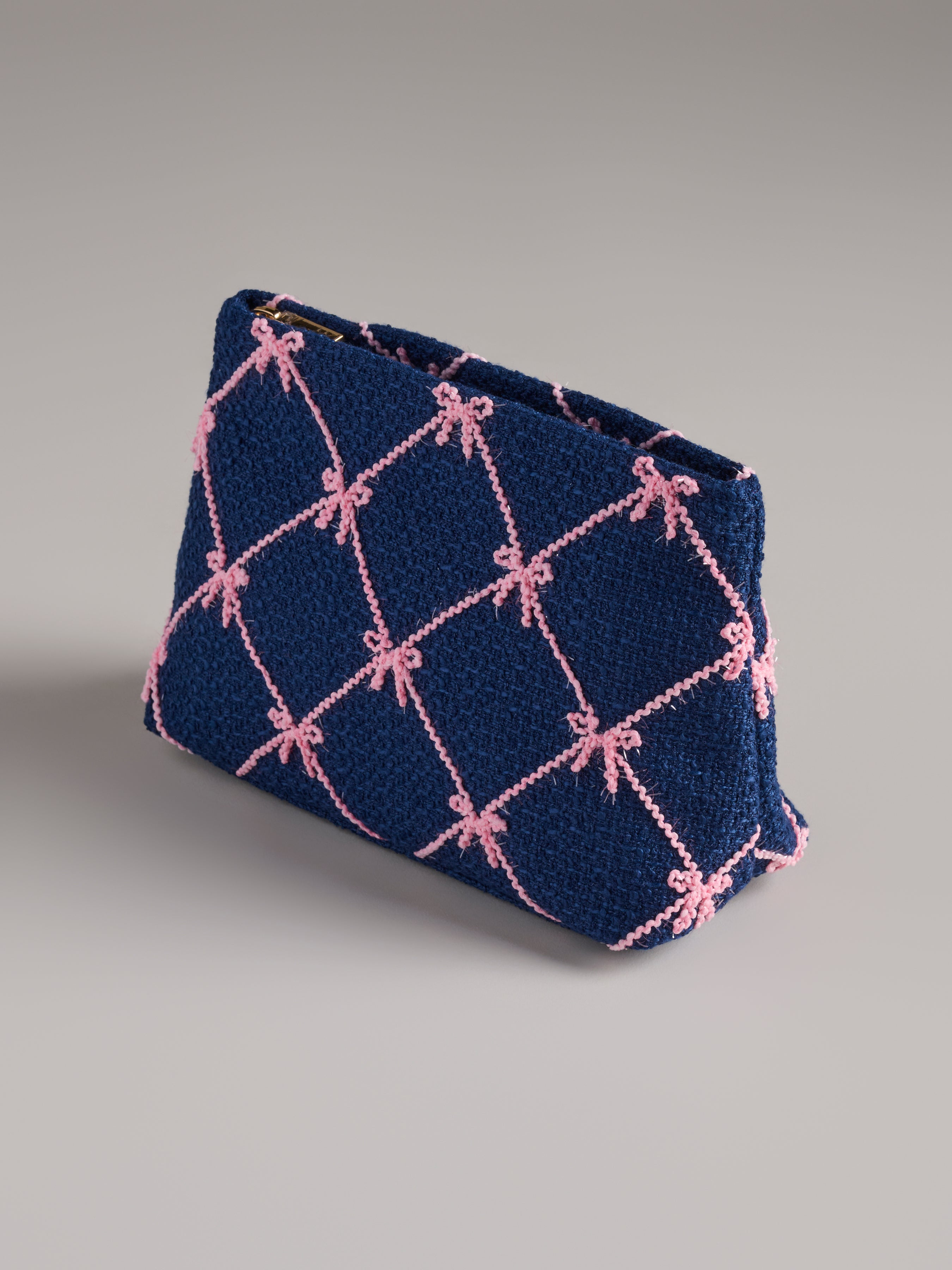 Shiraleah Tinsel Bow Zip Pouch NAVY