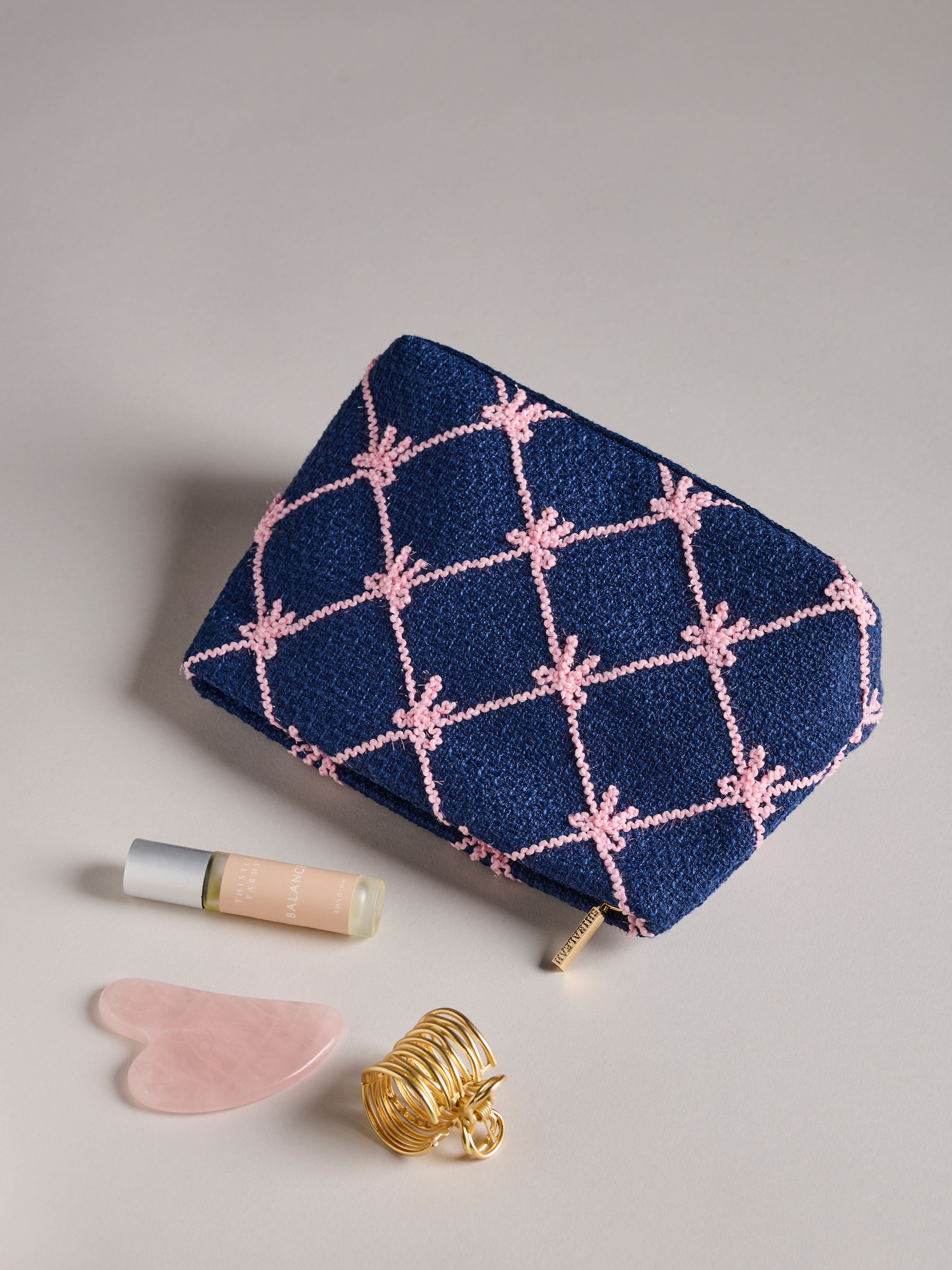 Shiraleah Tinsel Bow Zip Pouch NAVY