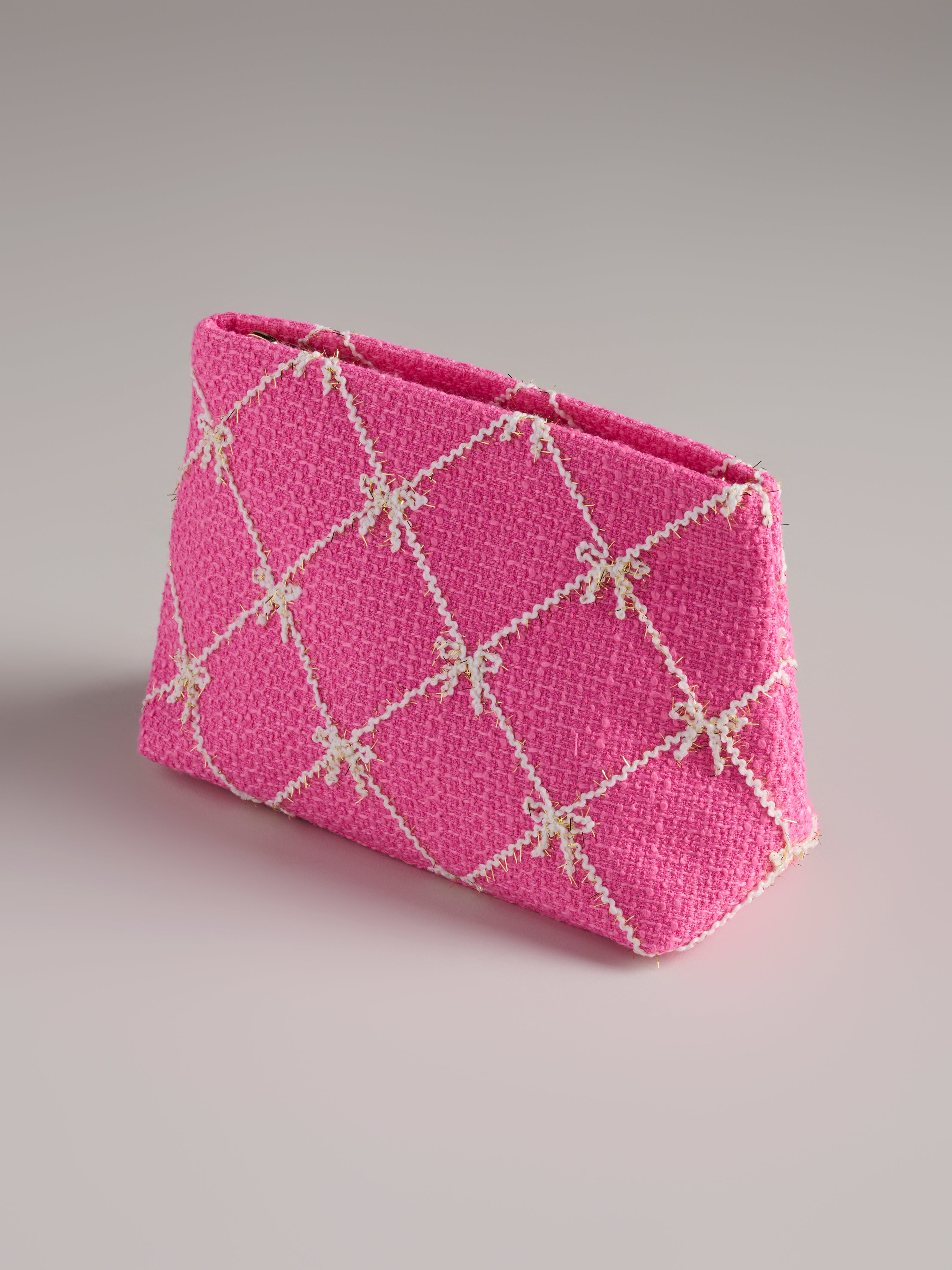 Shiraleah Tinsel Bow Zip Pouch PINK