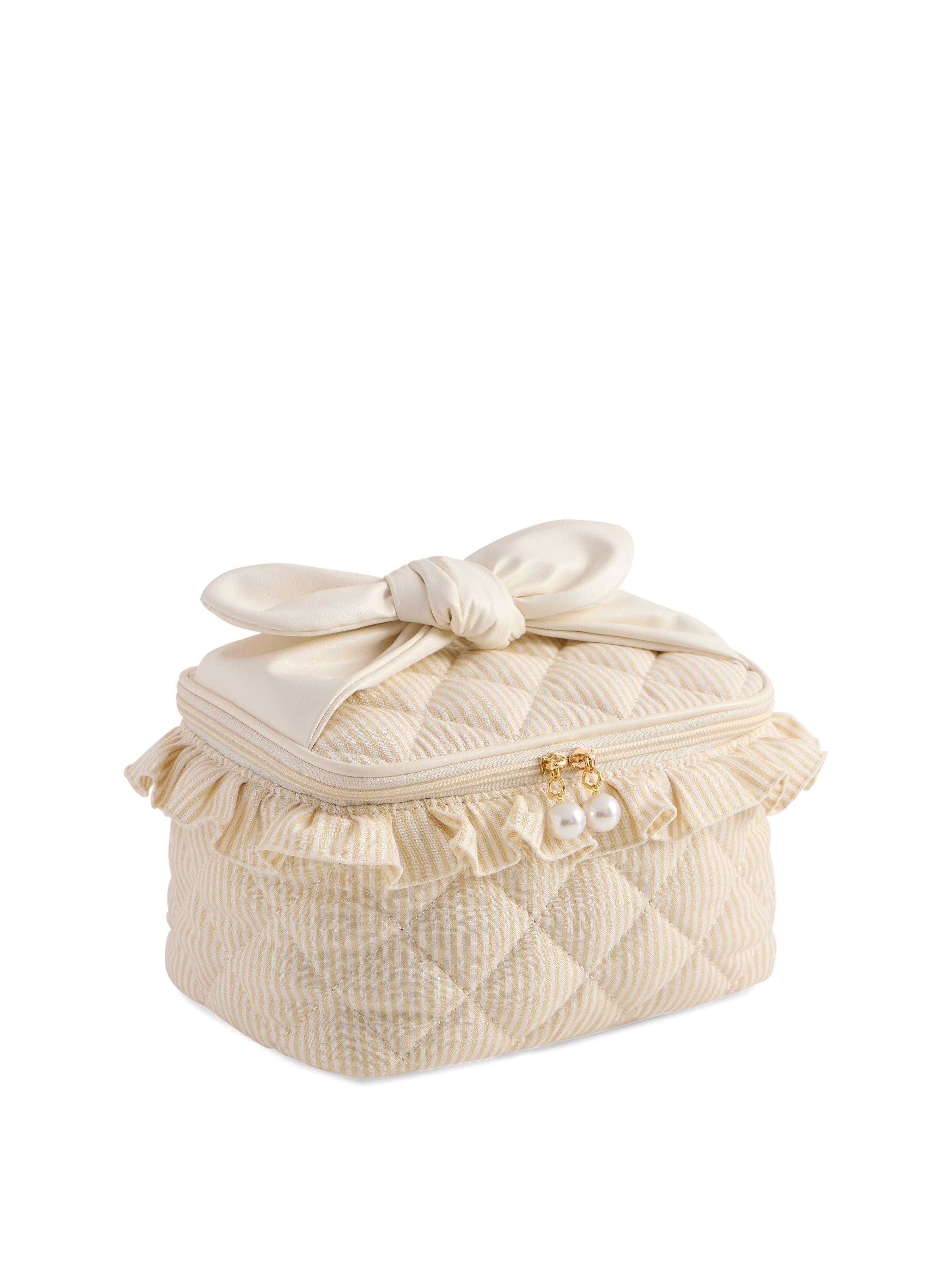 Shiraleah Ruffle Cosmetic Case, Beige
