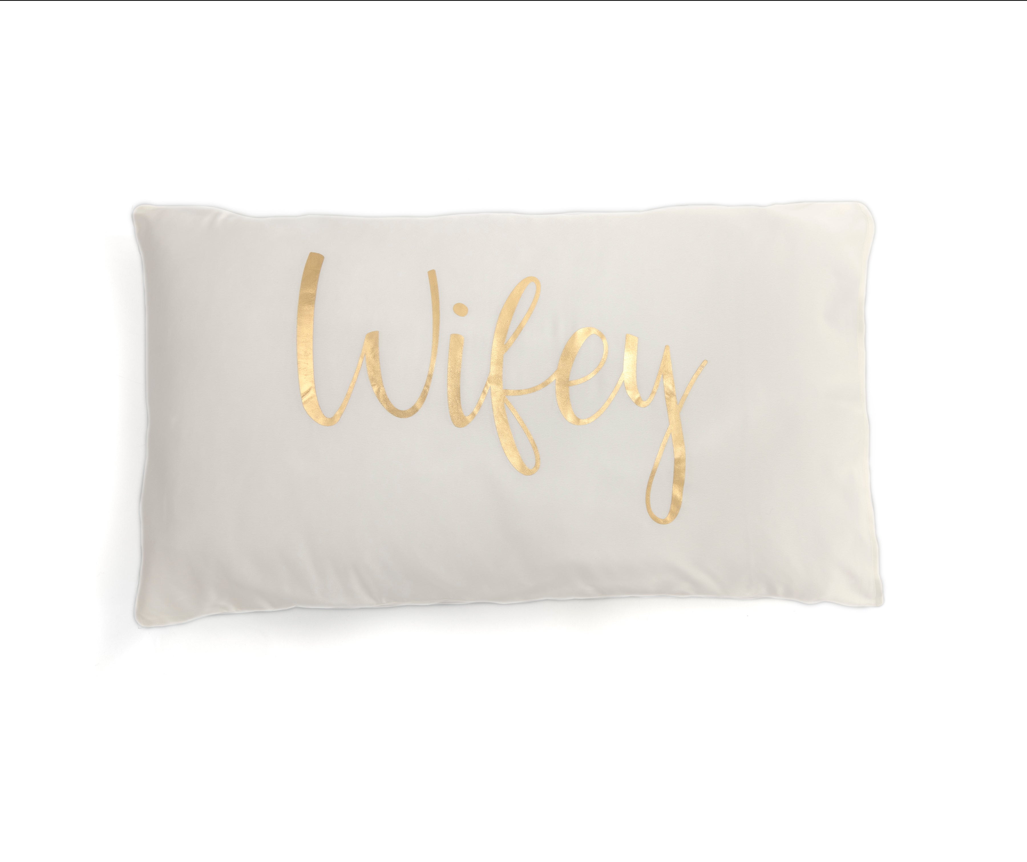 Shiraleah Set of 2 "Hubby/Wifey" Standard Pillow Cases, Ivory