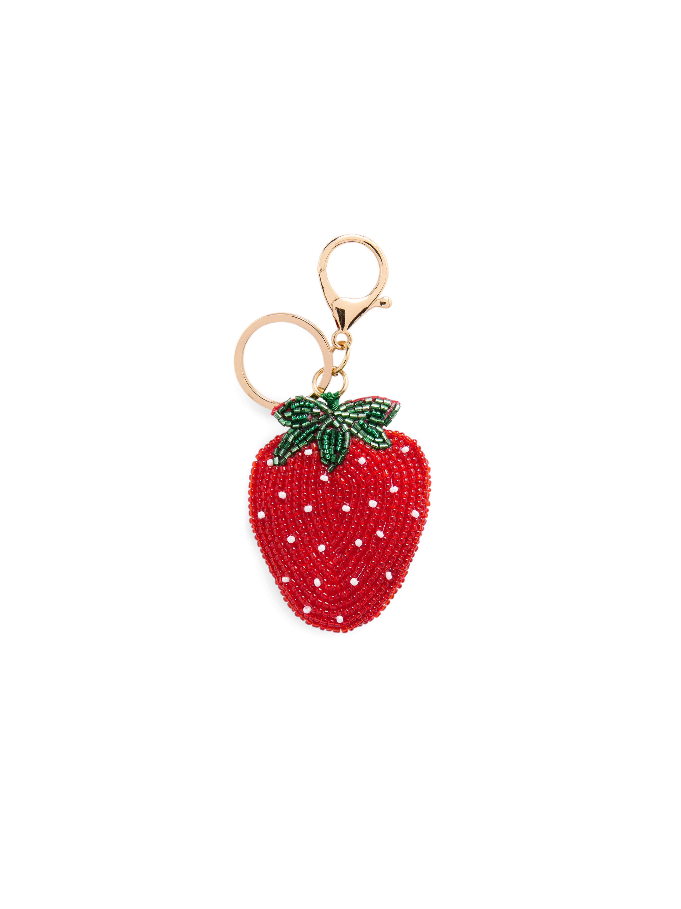 Shiraleah Strawberry Beaded Bag Charm/Key Ring, Red