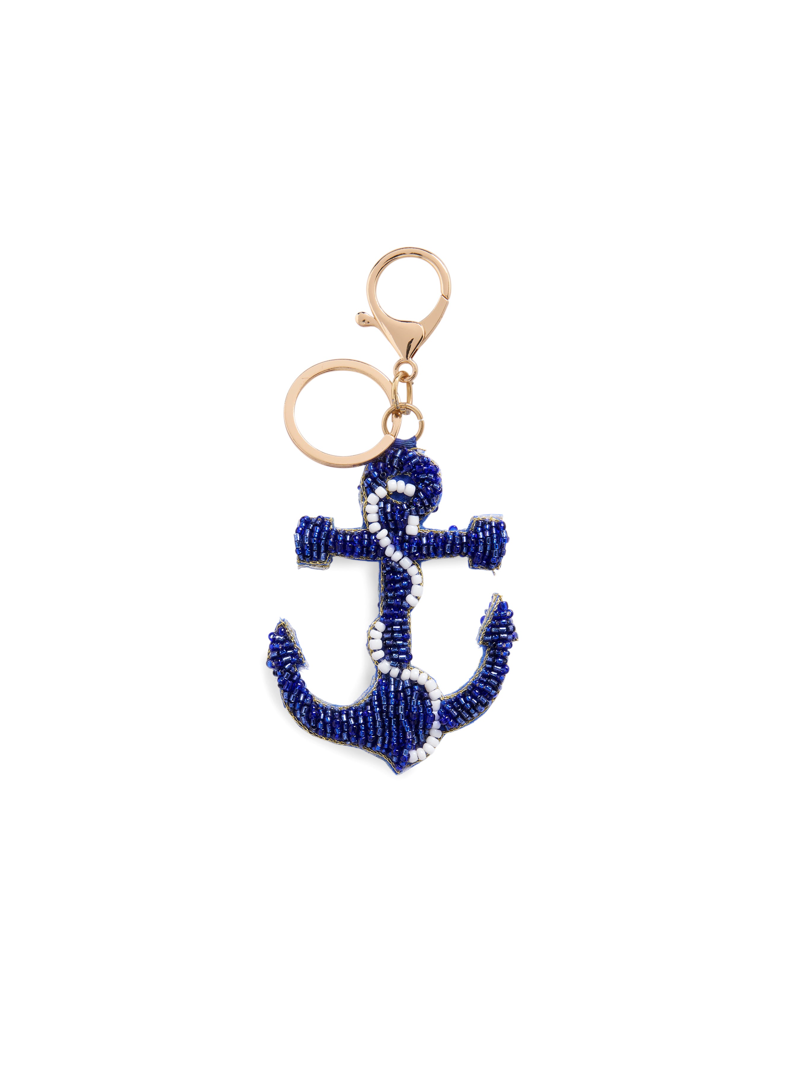 Shiraleah Anchor Beaded Bag Charm/Key Ring, Blue
