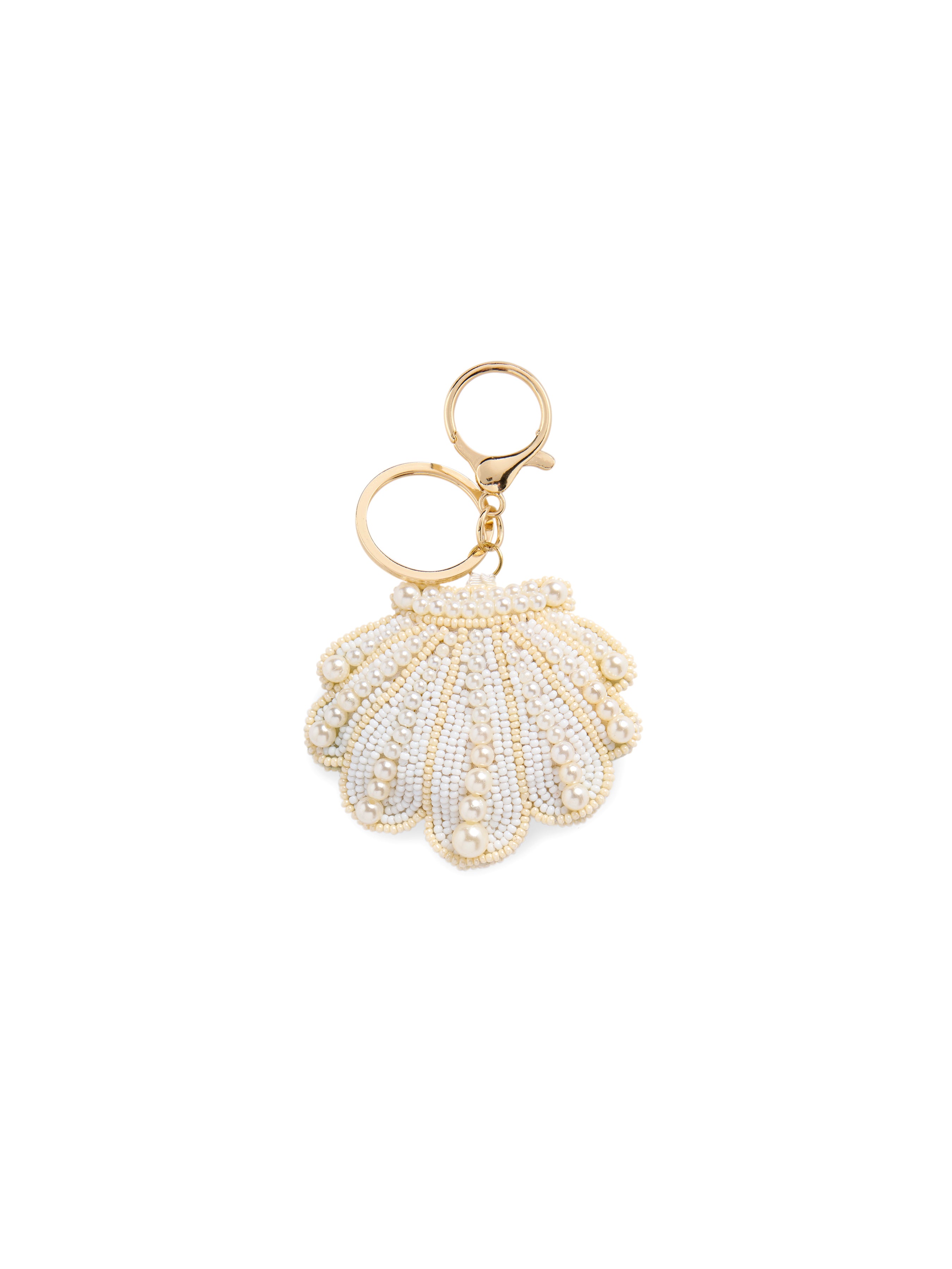 Shiraleah Shell Beaded Bag Charm/Key Ring, Ivory