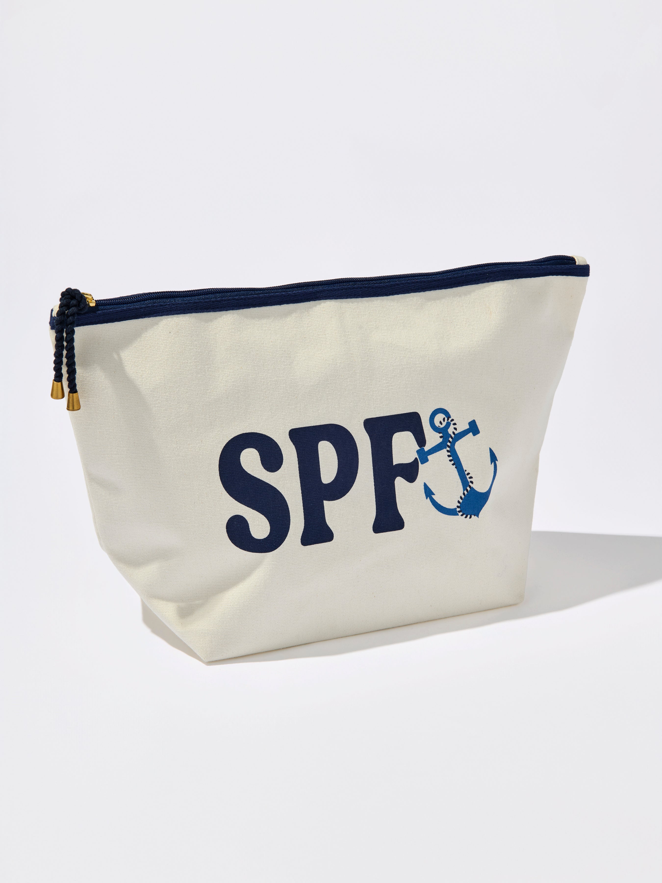 Shiraleah "Spf" Large Zip Pouch, Ivory