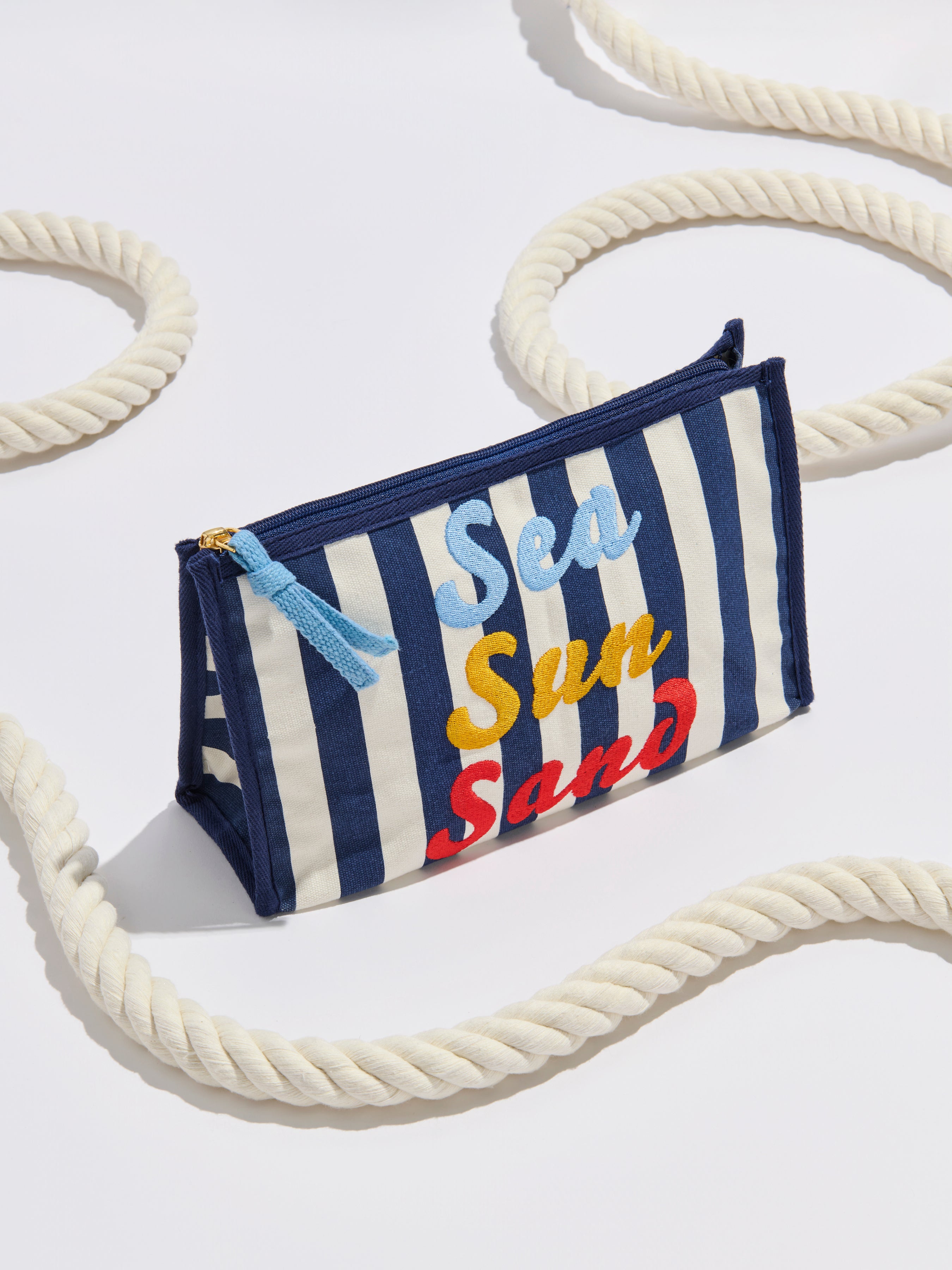Shiraleah "Sea Sun Sand" Zip Pouch, Navy