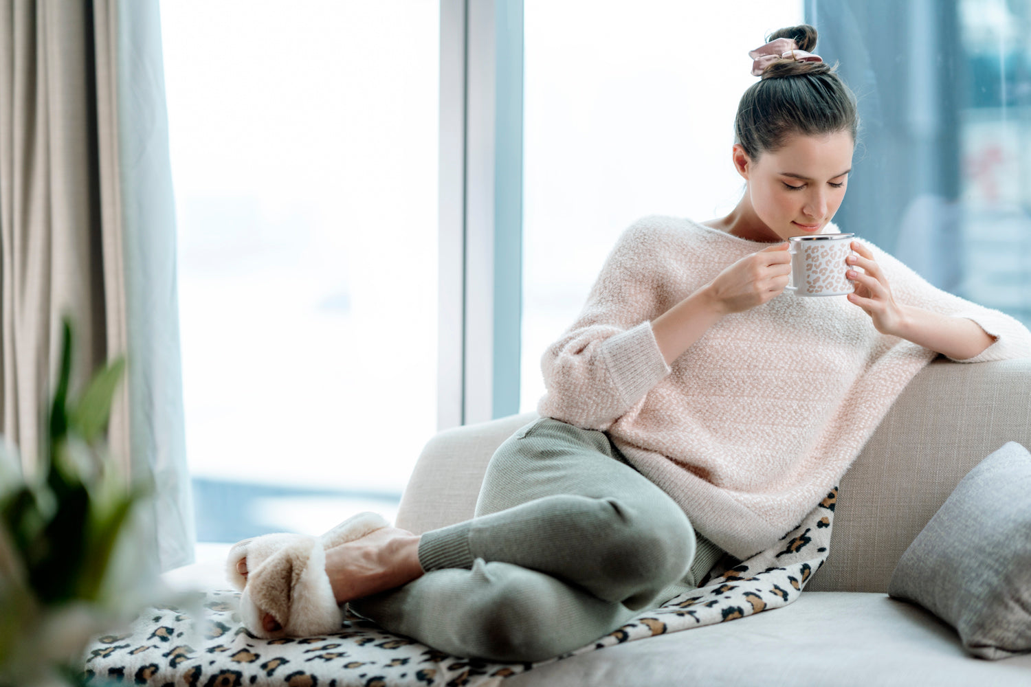 Shiraleah Leopard Print Enamel Mug, Blush