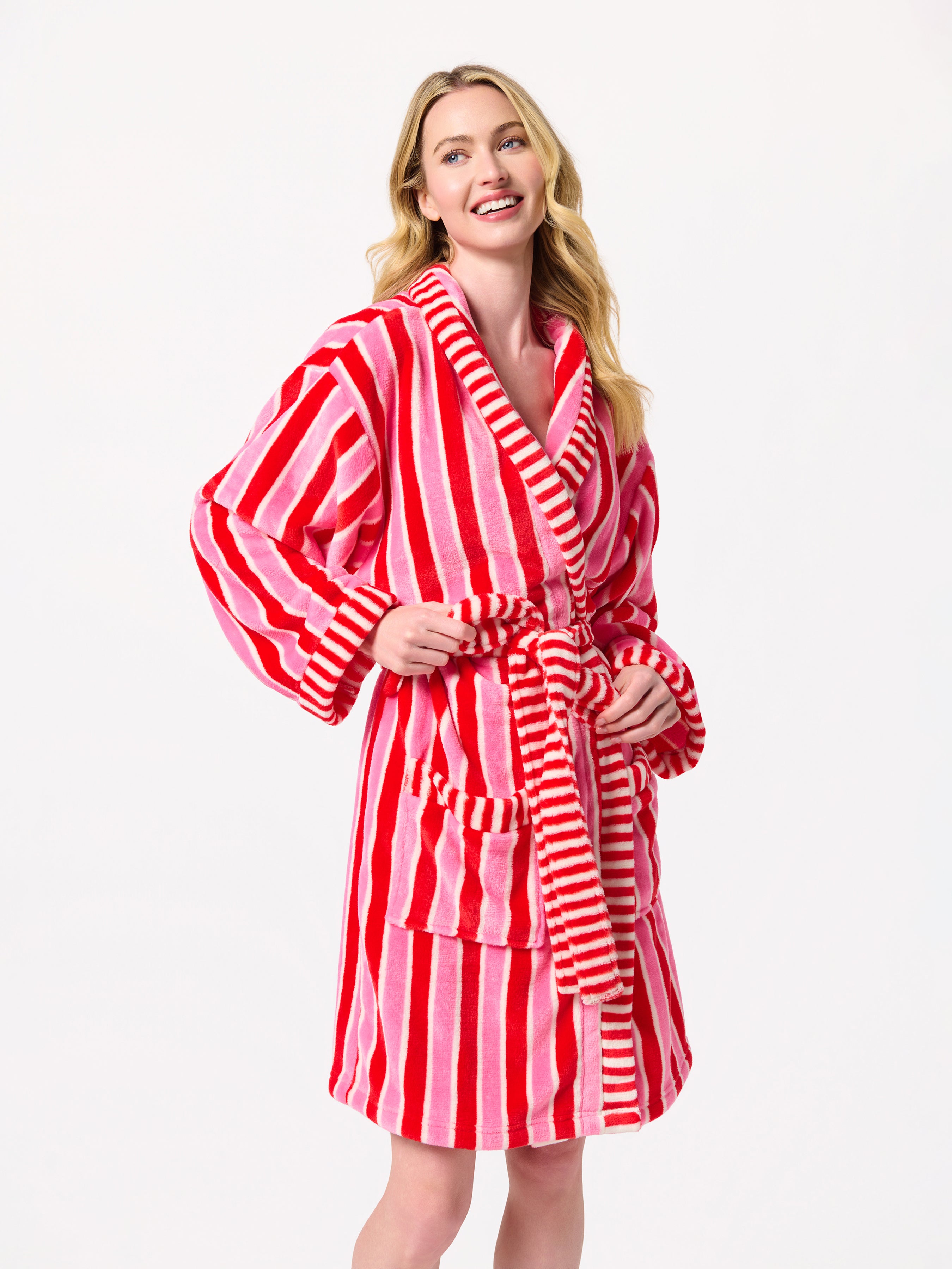 Shiraleah Holly Stripe Robe, Red RED / S/M