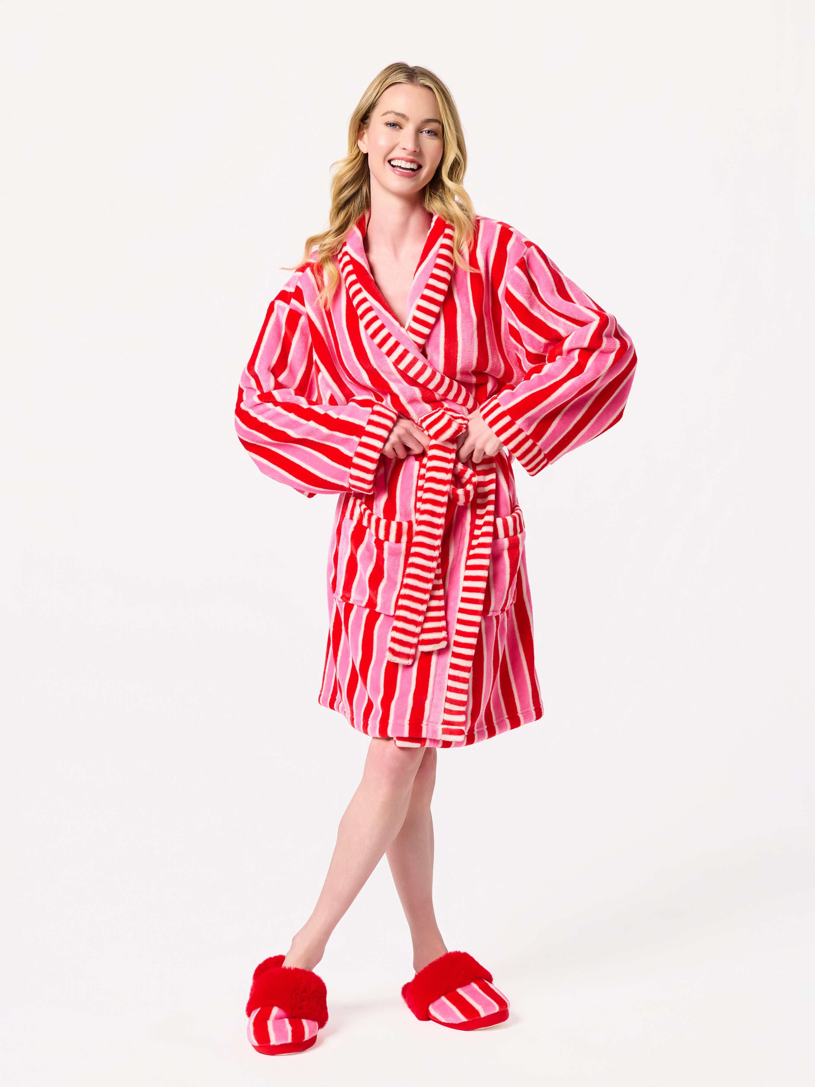 Shiraleah Holly Stripe Robe, Red RED / S/M