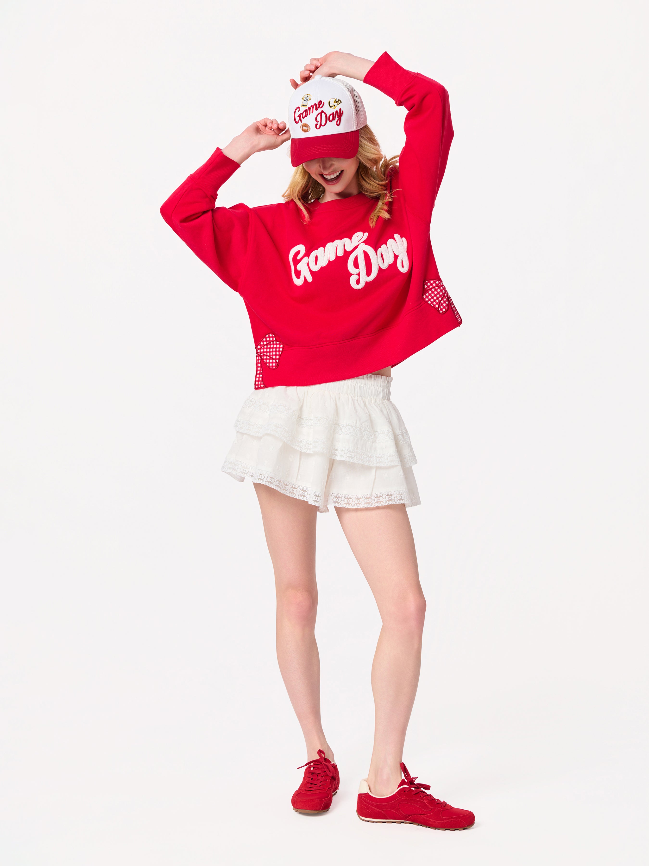 Shiraleah "Game Day" Relaxed Sweatshirt, Red RED / EXTRA SMALL