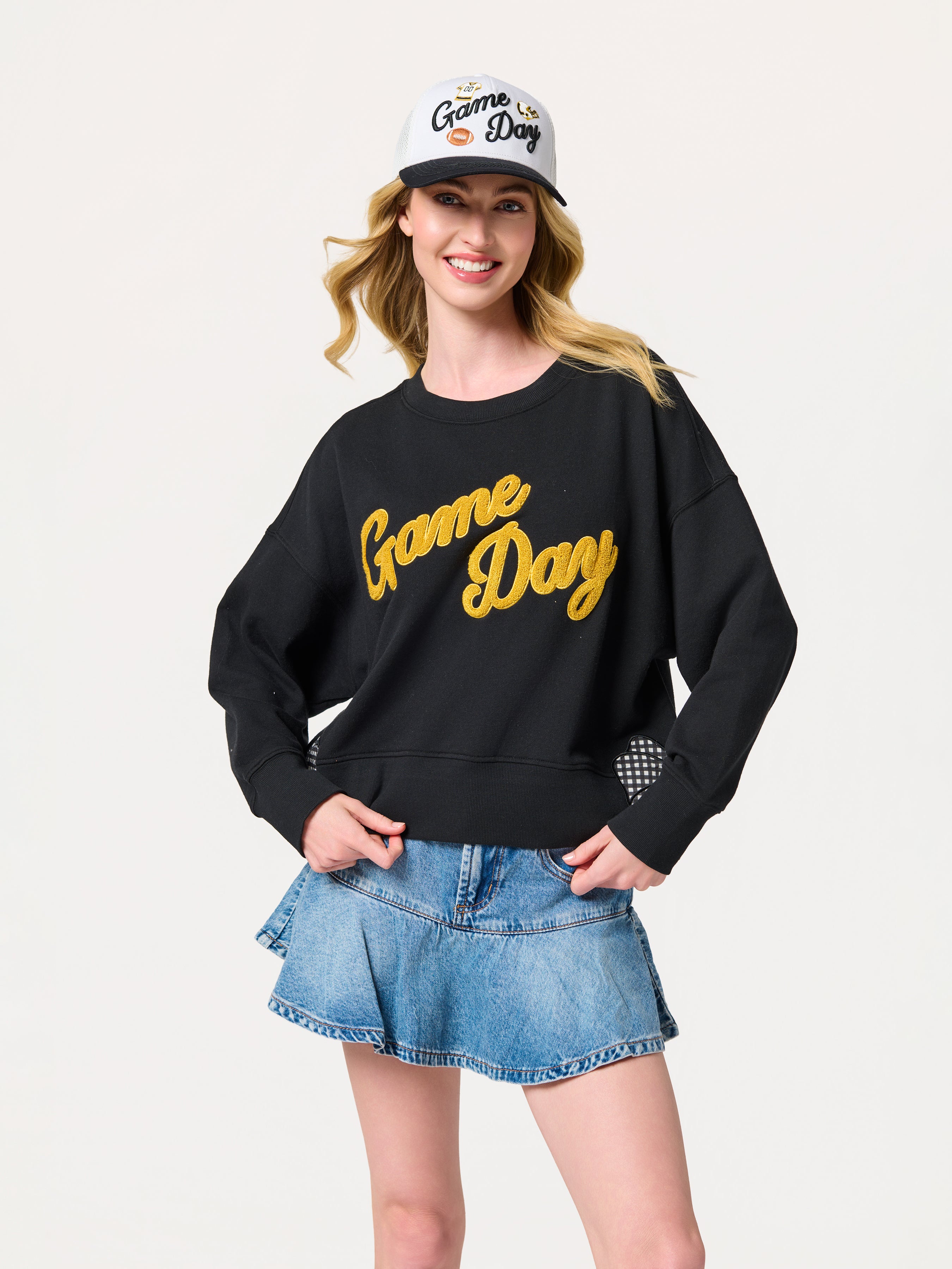 Shiraleah "Game Day" Relaxed Sweatshirt, Black BLACK / EXTRA SMALL