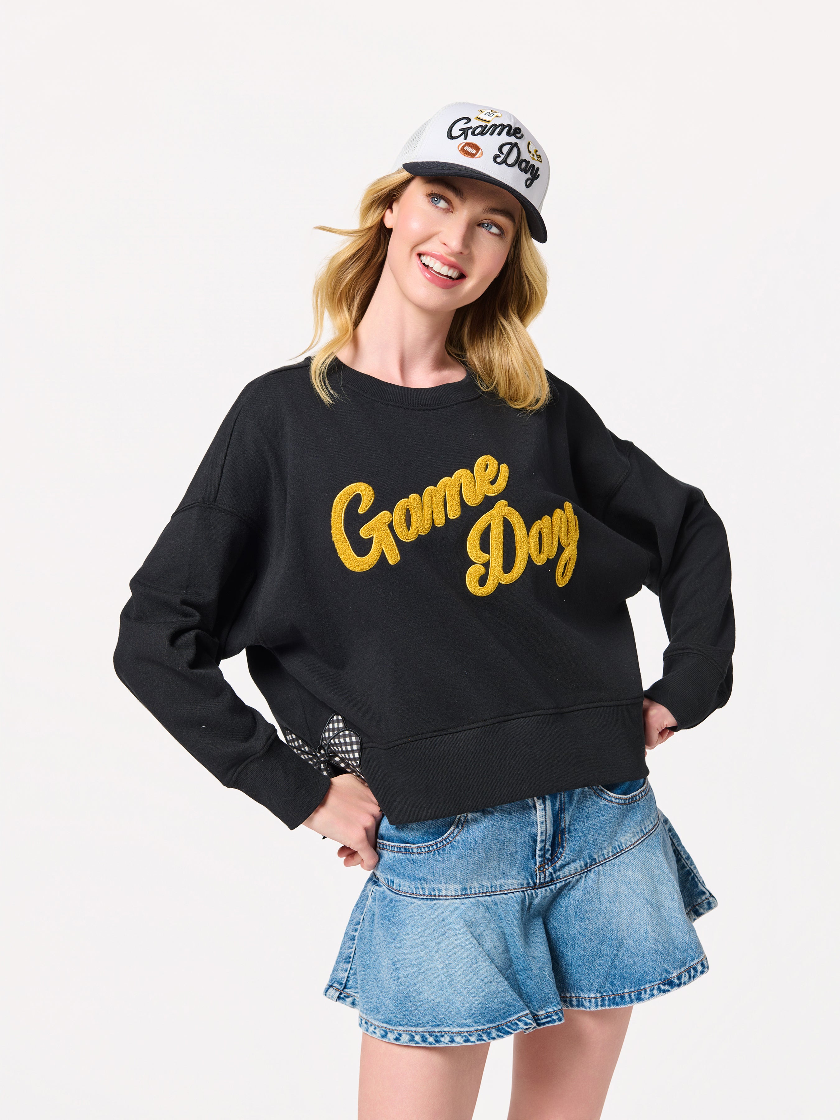 Shiraleah "Game Day" Relaxed Sweatshirt, Black BLACK / EXTRA SMALL